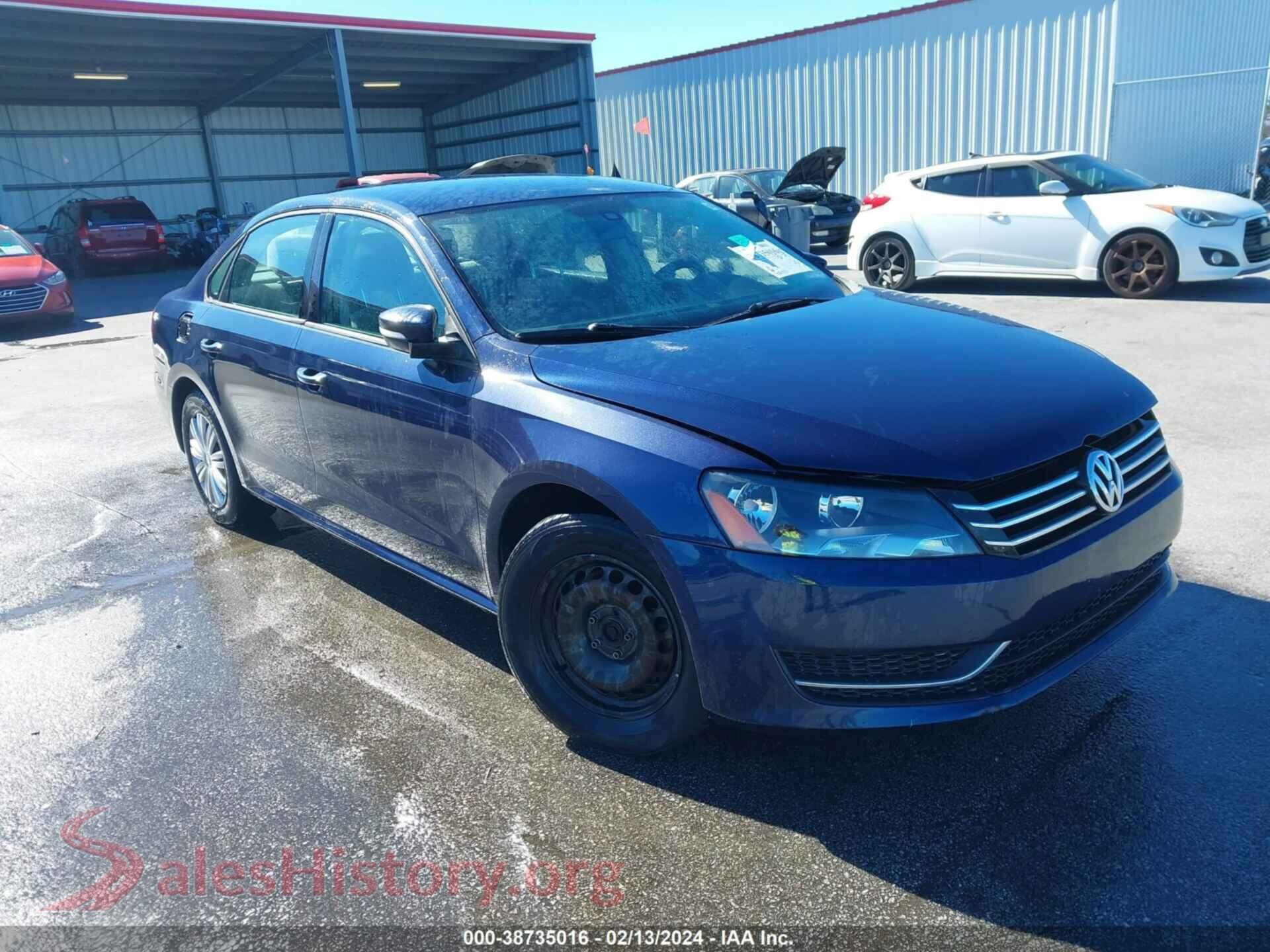 2014 VOLKSWAGEN PASSAT — VIN 1VWAS7A38EC099525