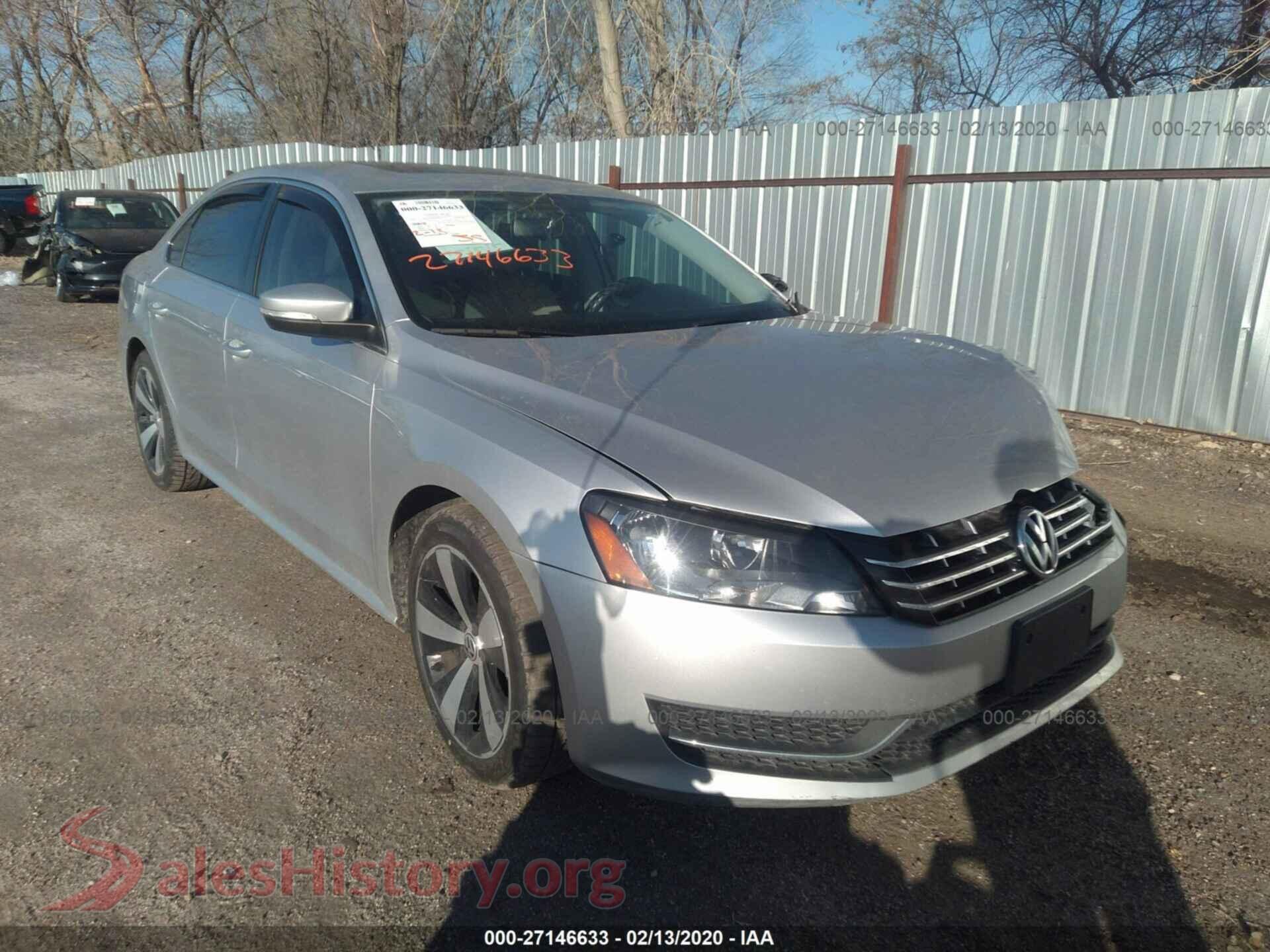 2013 VOLKSWAGEN PASSAT — VIN 1VWBN7A39DC057343