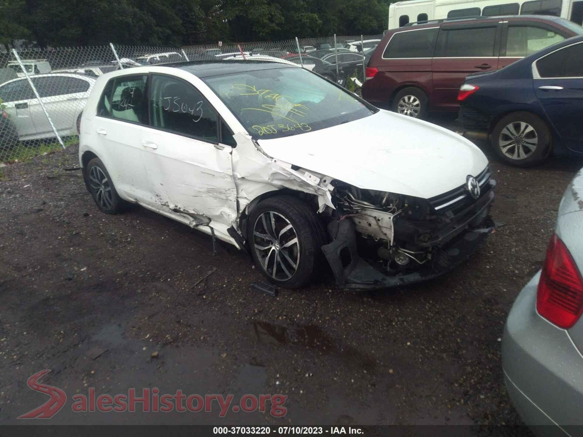 2016 VOLKSWAGEN GOLF — VIN 3VW217AU9GM010465