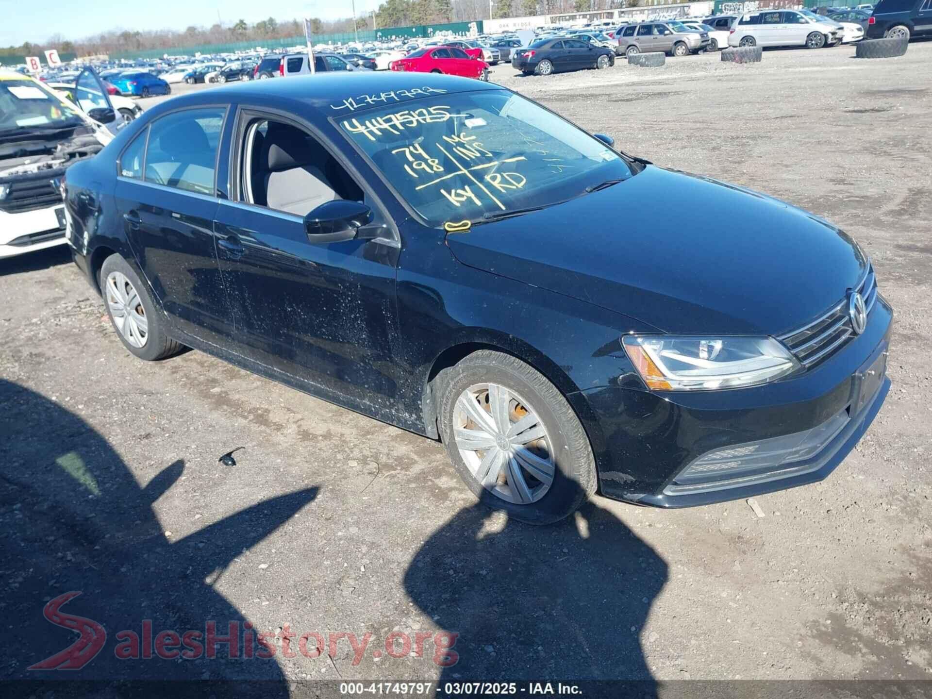 2017 VOLKSWAGEN JETTA — VIN 3VW2B7AJ1HM302986