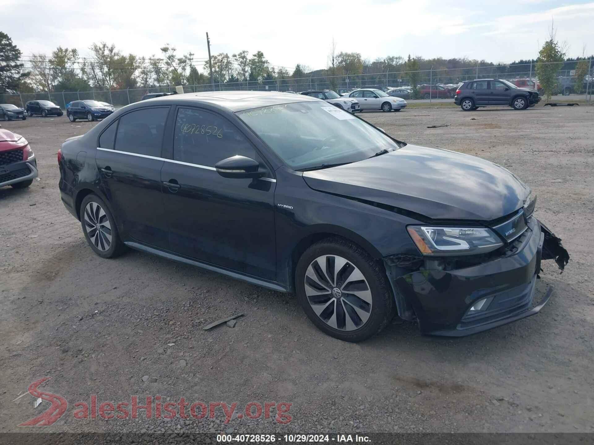 2016 VOLKSWAGEN JETTA HYBRID — VIN 3VW637AJ9GM394037