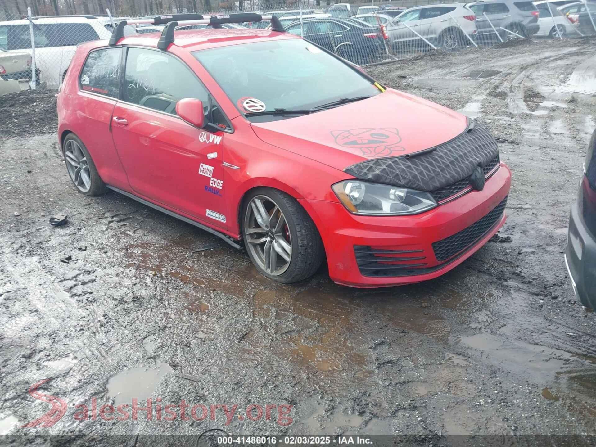 2016 VOLKSWAGEN GOLF GTI — VIN 3VWYT7AU1GM034344