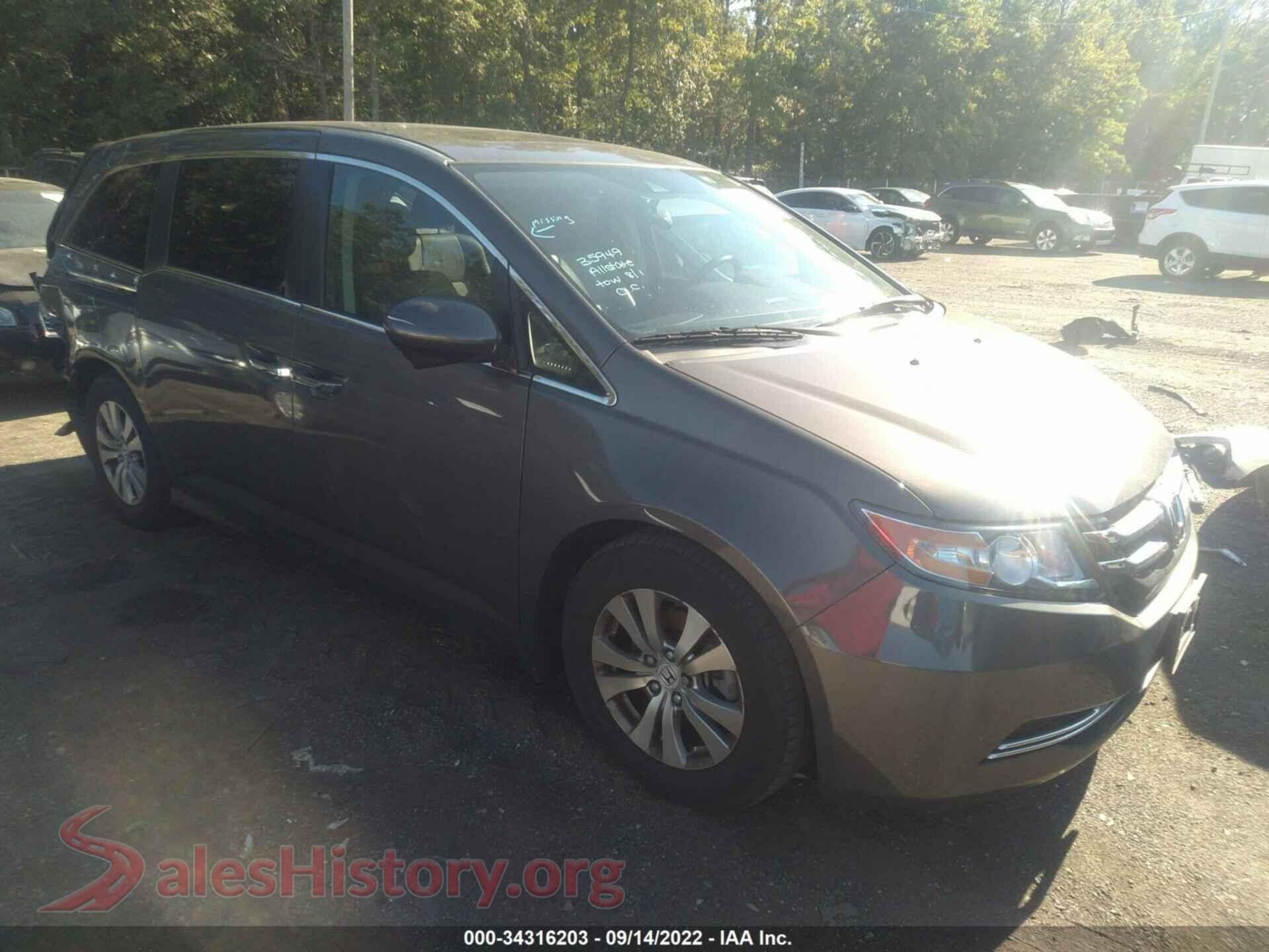 2016 HONDA ODYSSEY — VIN 5FNRL5H62GB022081