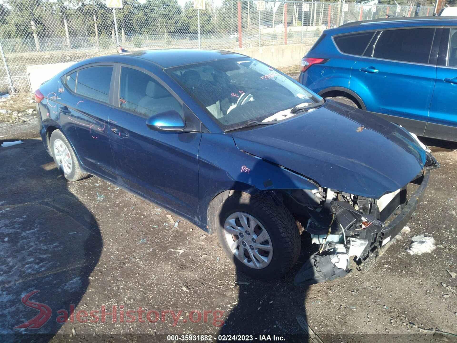 2017 HYUNDAI ELANTRA — VIN 5NPD74LF2HH100054