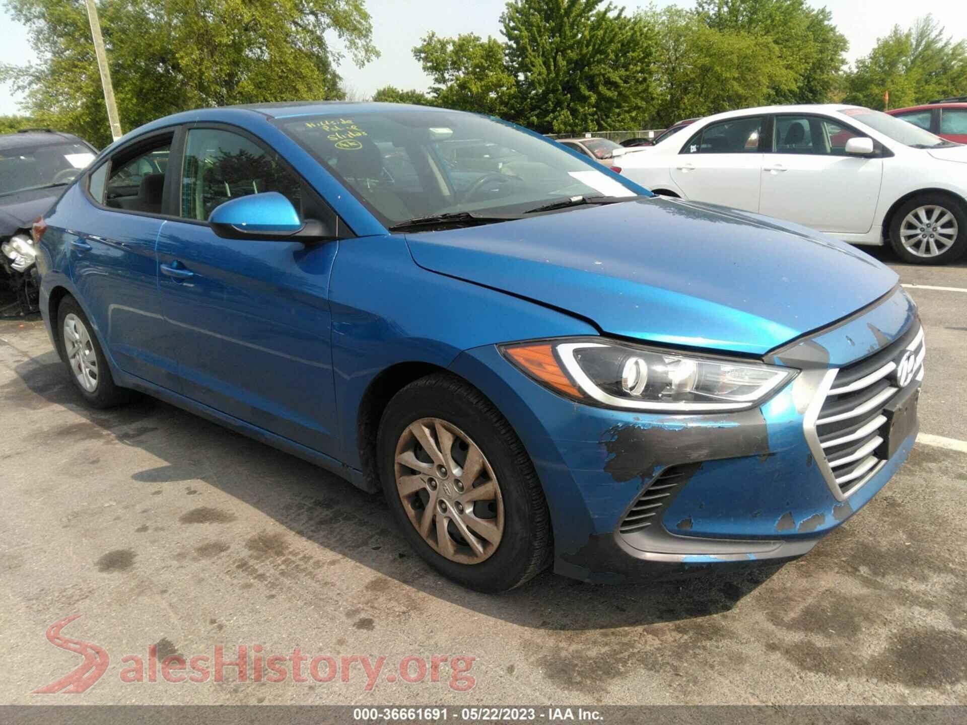 2017 HYUNDAI ELANTRA — VIN 5NPD74LFXHH070544