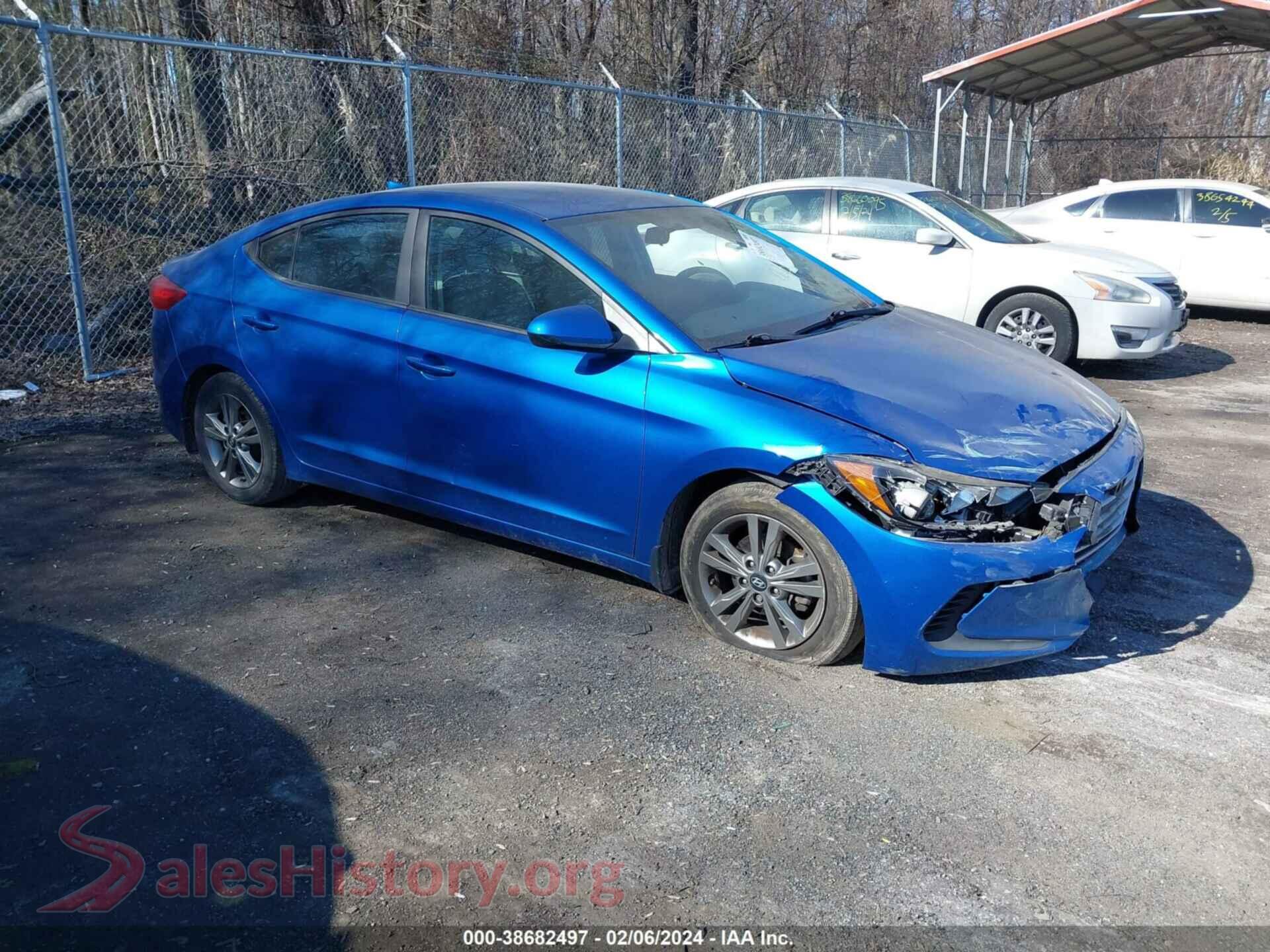 2018 HYUNDAI ELANTRA — VIN 5NPD84LF5JH225617