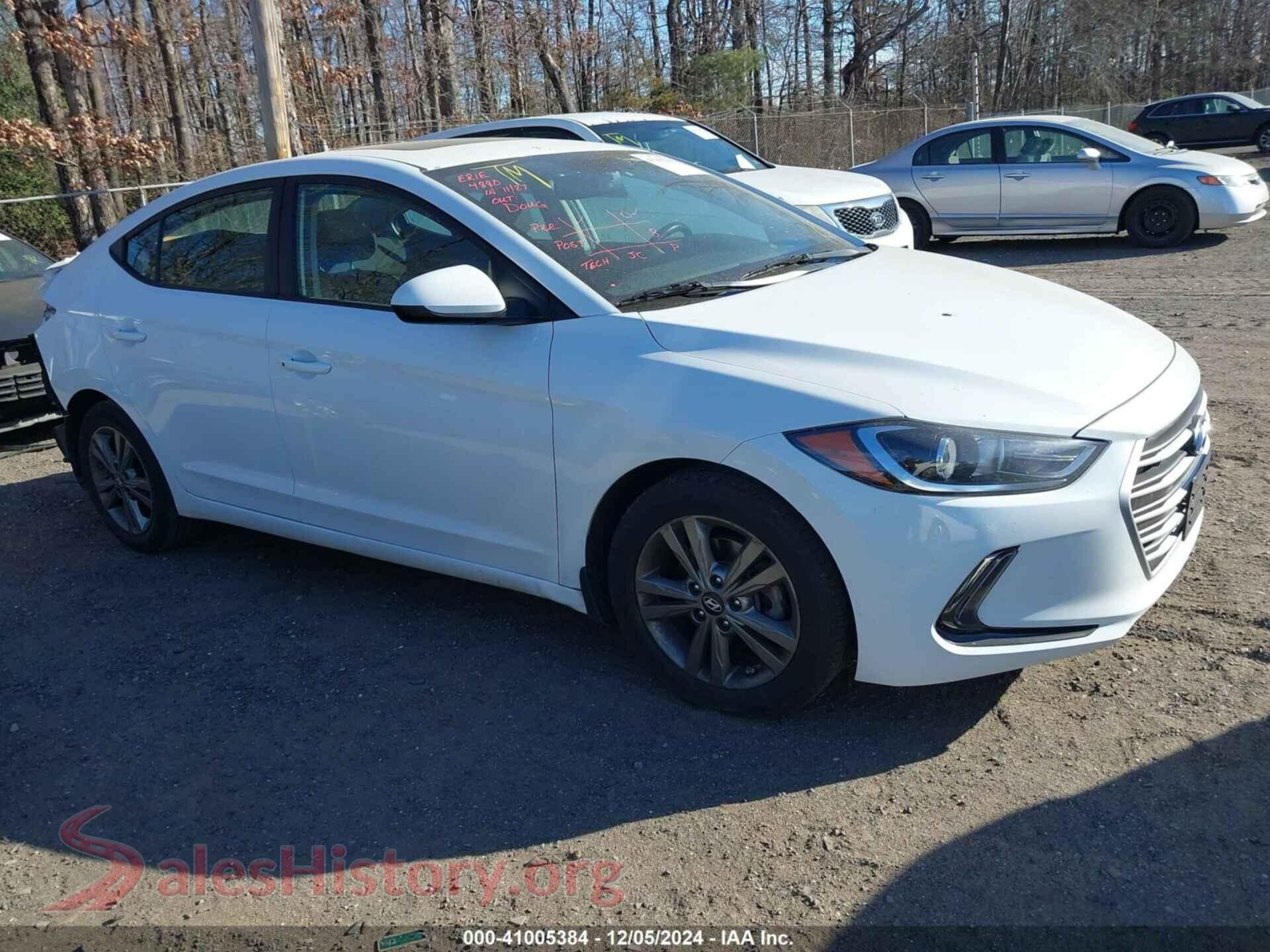 2018 HYUNDAI ELANTRA — VIN 5NPD84LF5JH306262