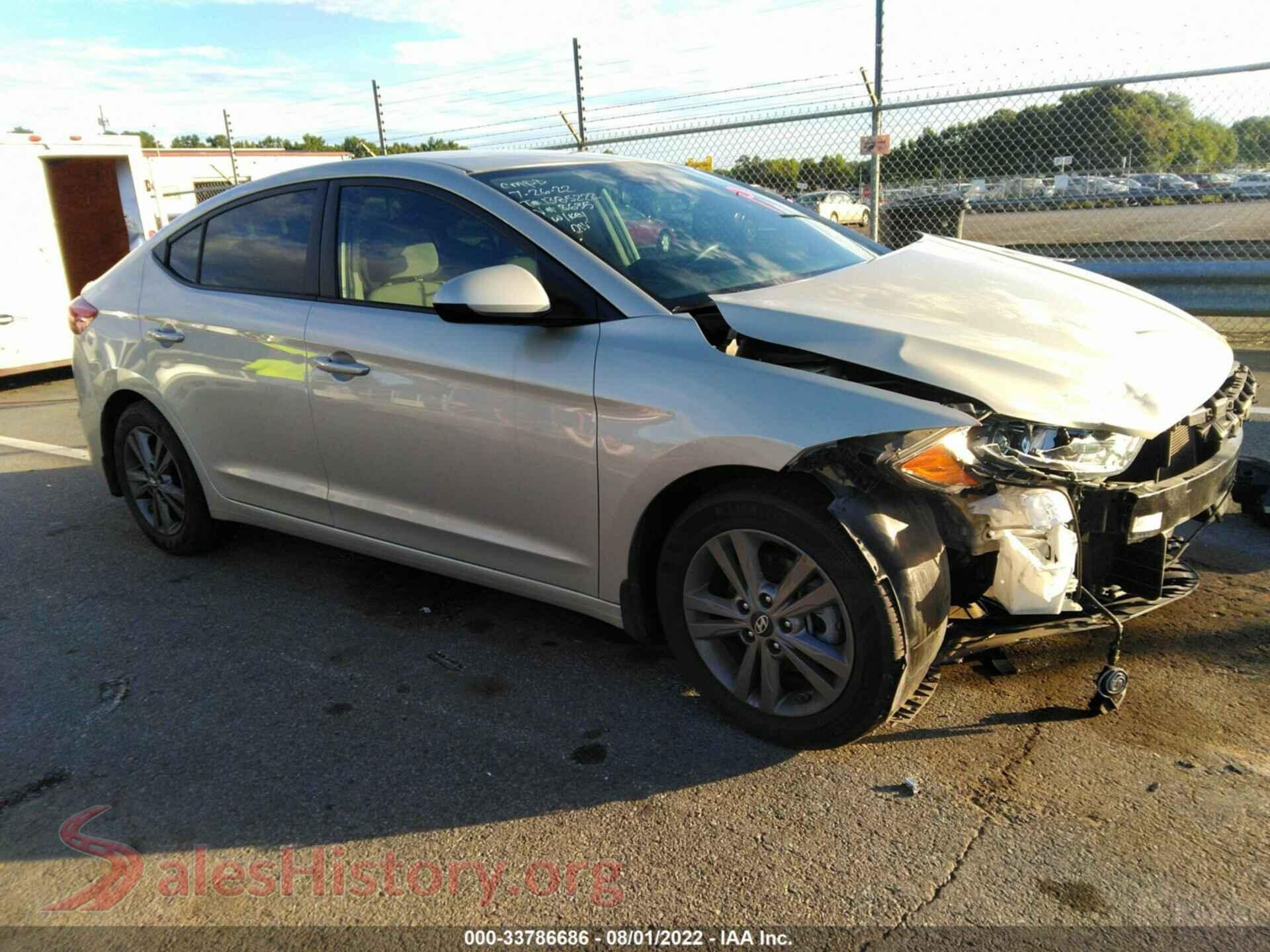 2018 HYUNDAI ELANTRA — VIN 5NPD84LF6JH238635