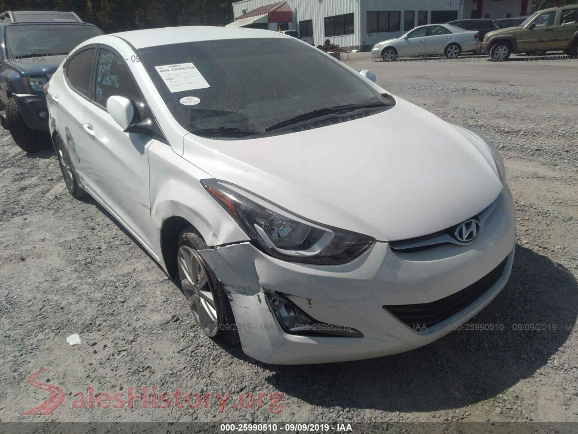 2016 HYUNDAI ELANTRA — VIN 5NPDH4AE4GH656596