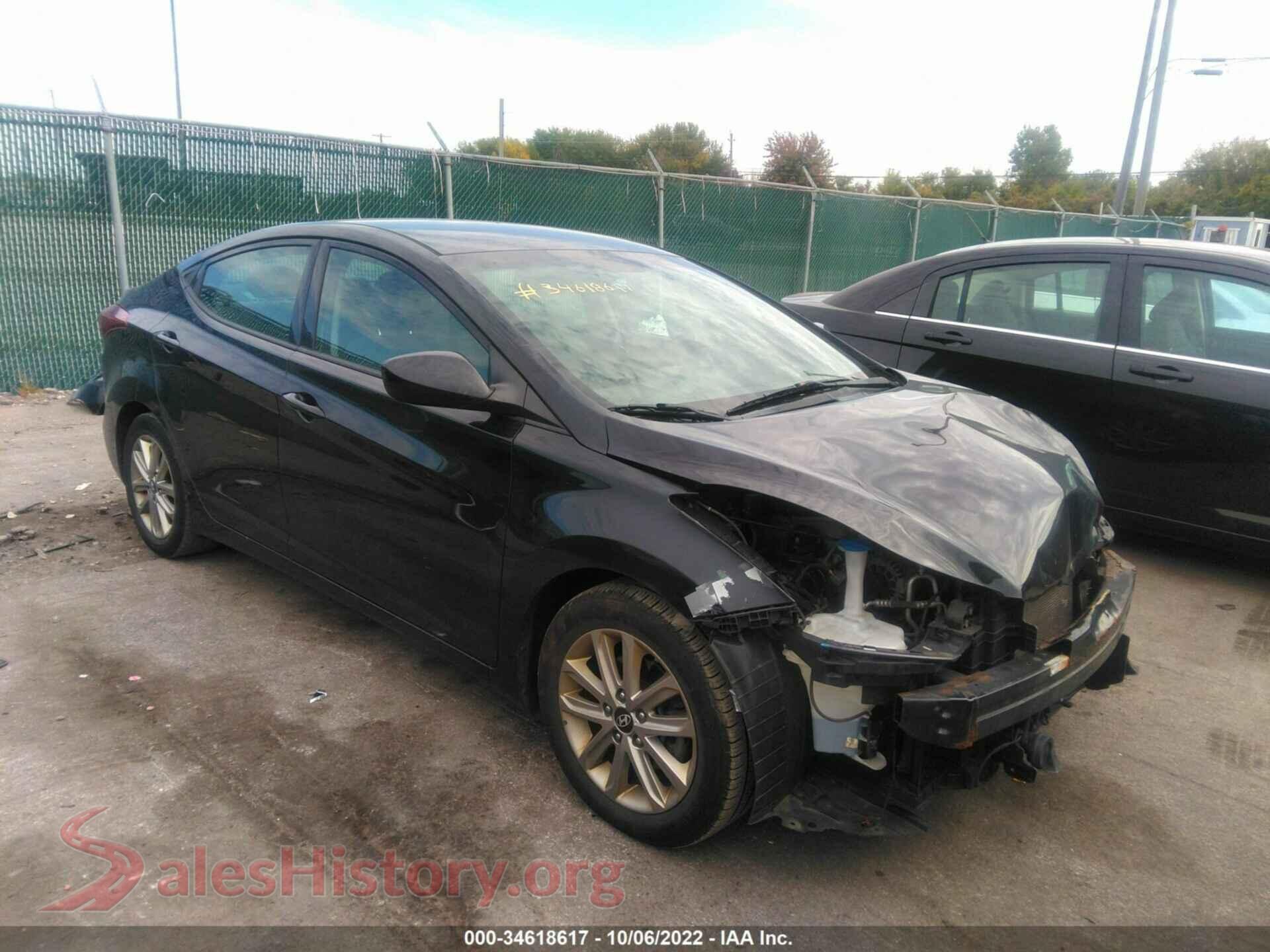 2016 HYUNDAI ELANTRA — VIN 5NPDH4AE6GH668829