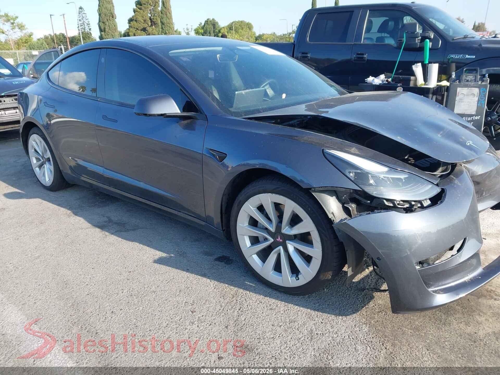 2022 TESLA MODEL 3 — VIN 5YJ3E1EA2NF234736