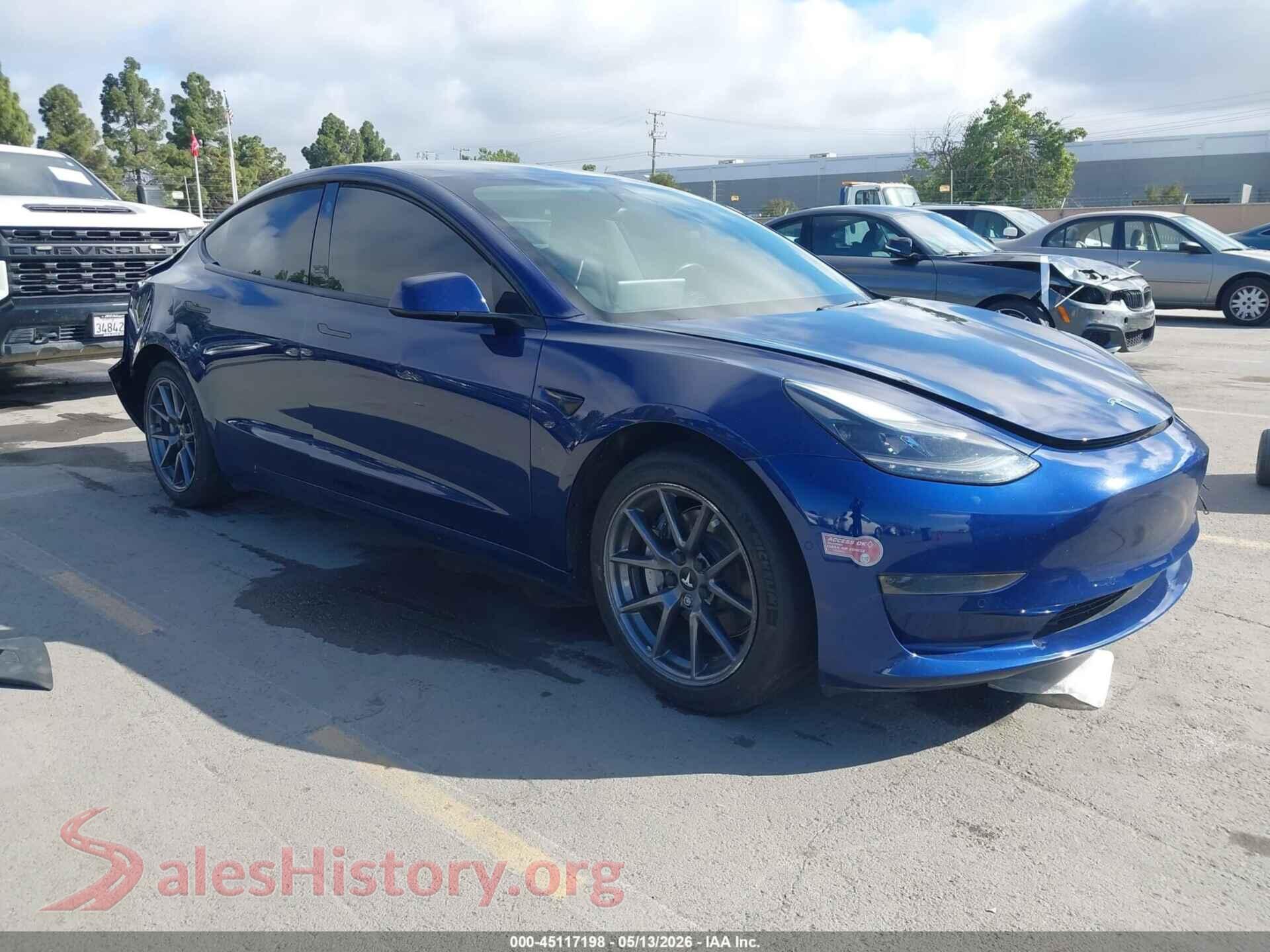 2022 TESLA MODEL 3 — VIN 5YJ3E1EA2NF314585