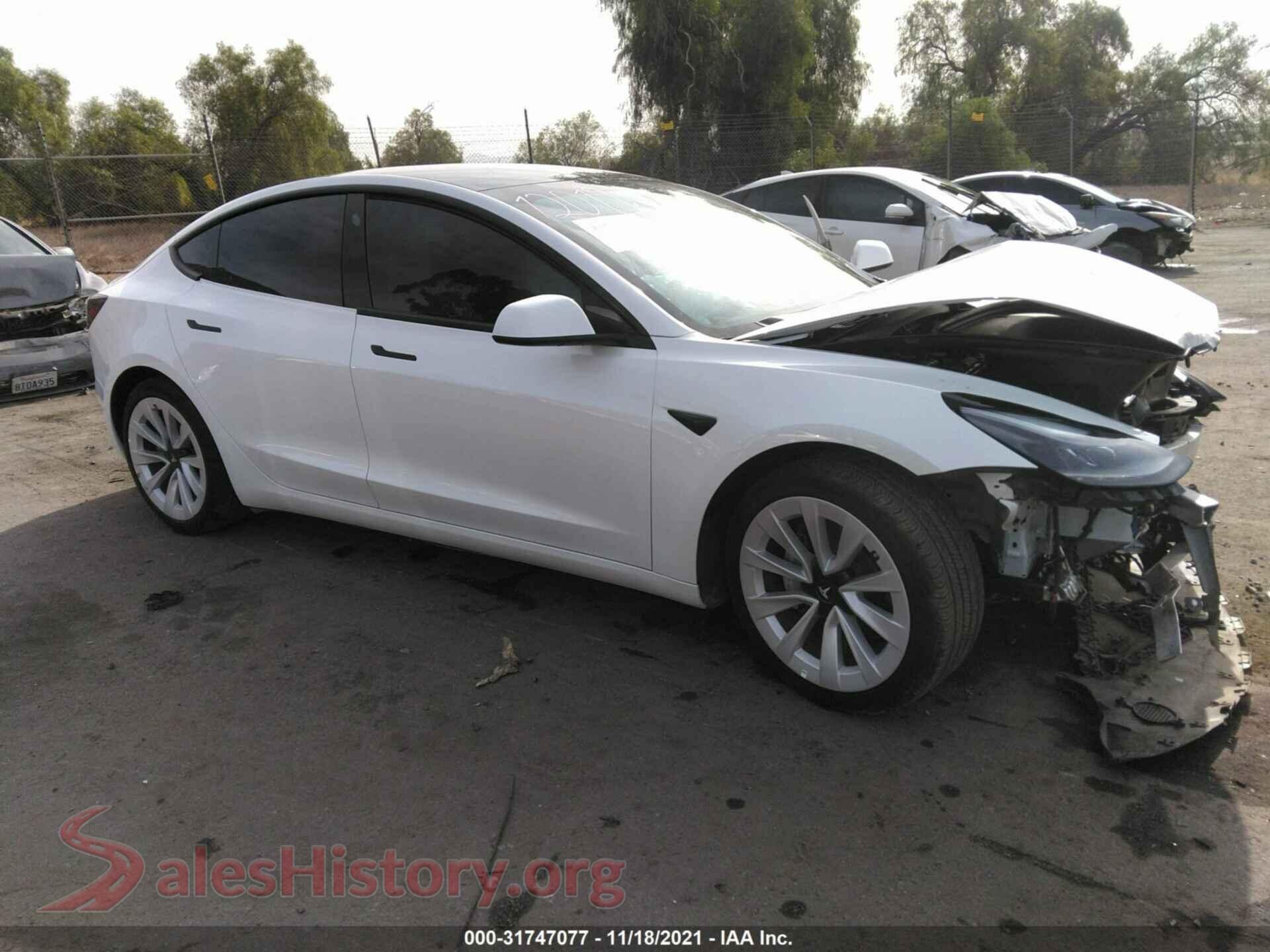 2021 TESLA MODEL 3 — VIN 5YJ3E1EA3MF995208
