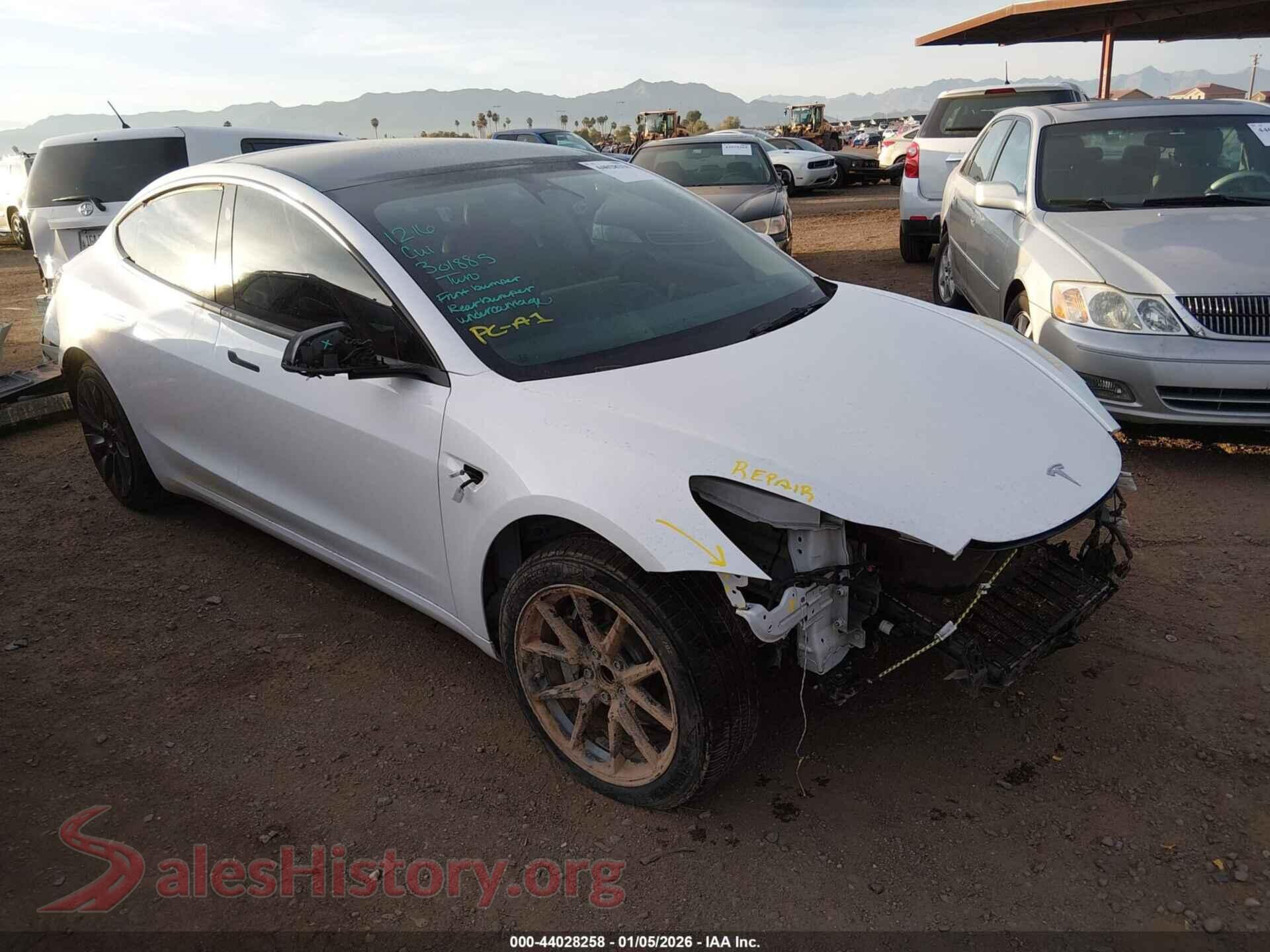 2022 TESLA MODEL 3 — VIN 5YJ3E1EA4NF301885