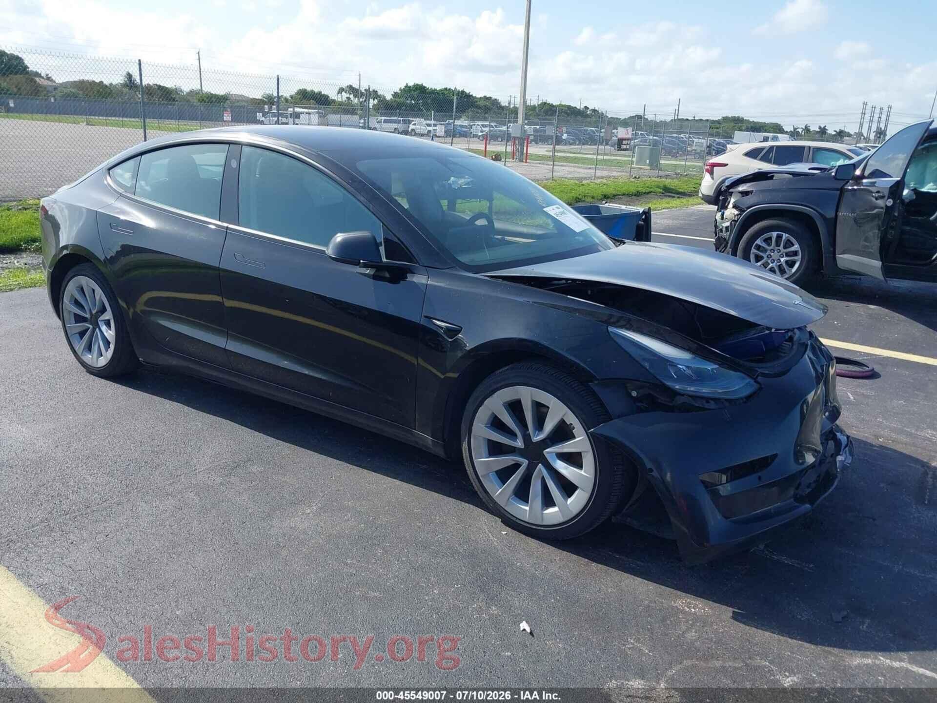 2022 TESLA MODEL 3 — VIN 5YJ3E1EA7NF189258