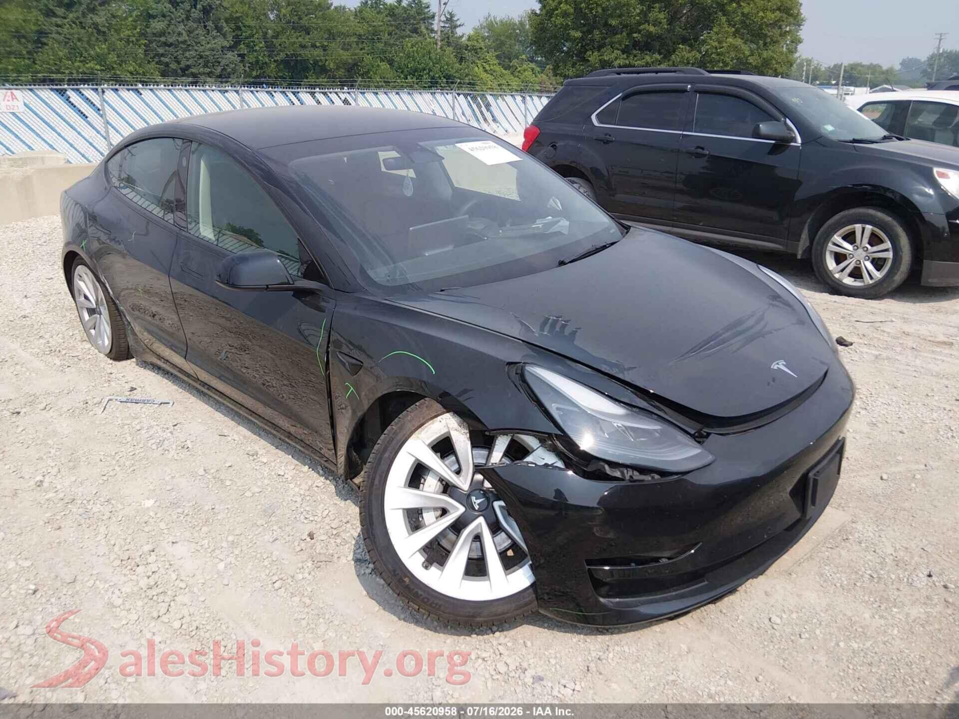 2022 TESLA MODEL 3 — VIN 5YJ3E1EA8NF351642