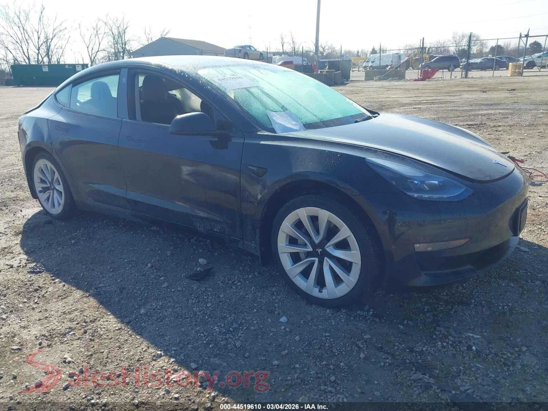 2022 TESLA MODEL 3 — VIN 5YJ3E1EB0NF186954