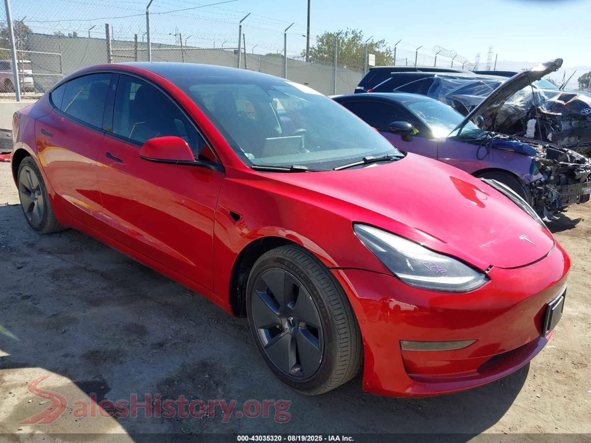 2022 TESLA MODEL 3 — VIN 5YJ3E1EB1NF273763
