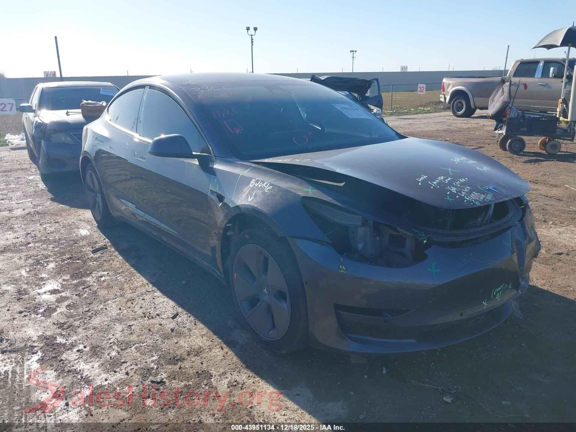 2022 TESLA MODEL 3 — VIN 5YJ3E1EB3NF183353