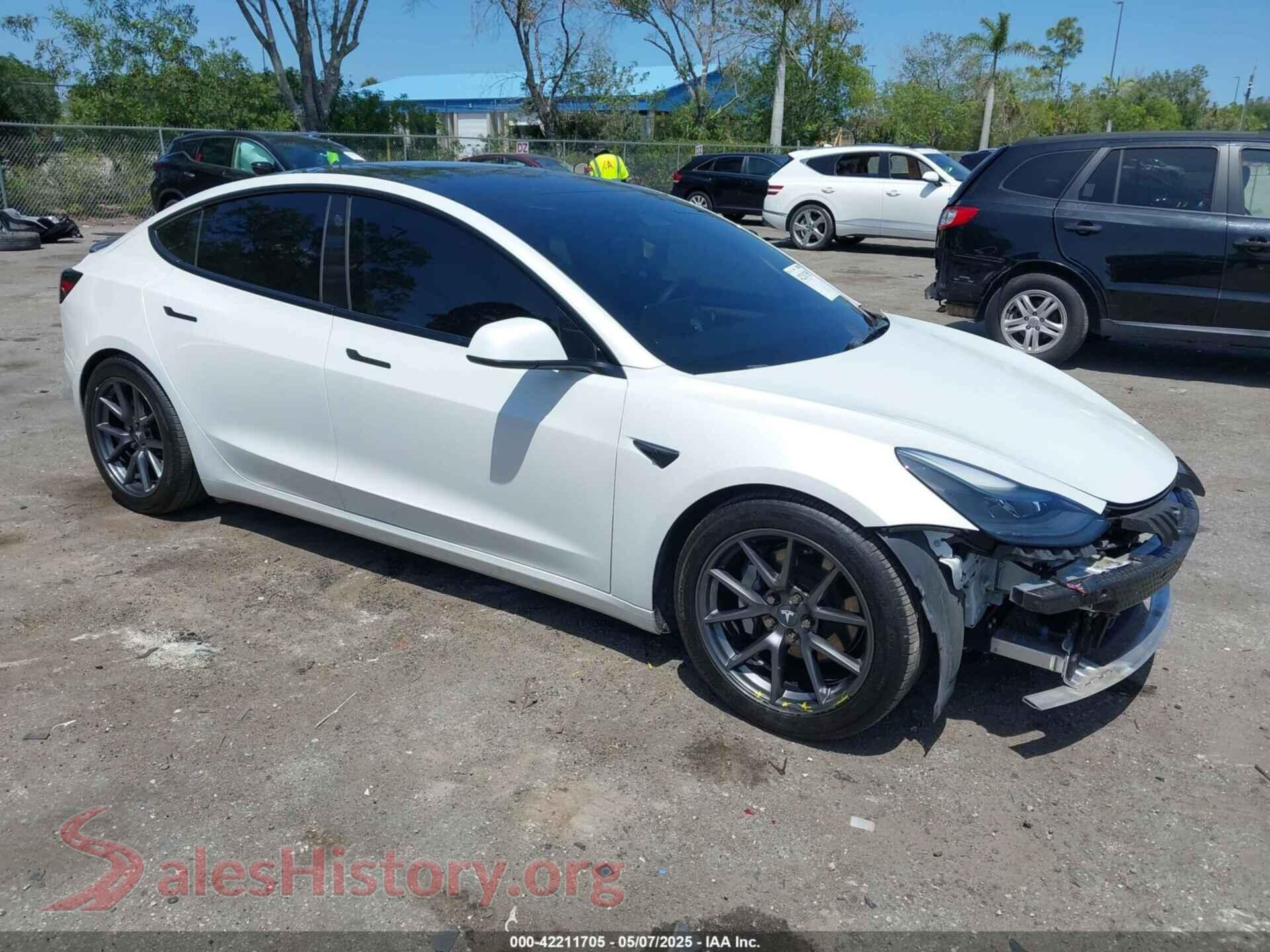 2022 TESLA MODEL 3 — VIN 5YJ3E1EB4NF163001