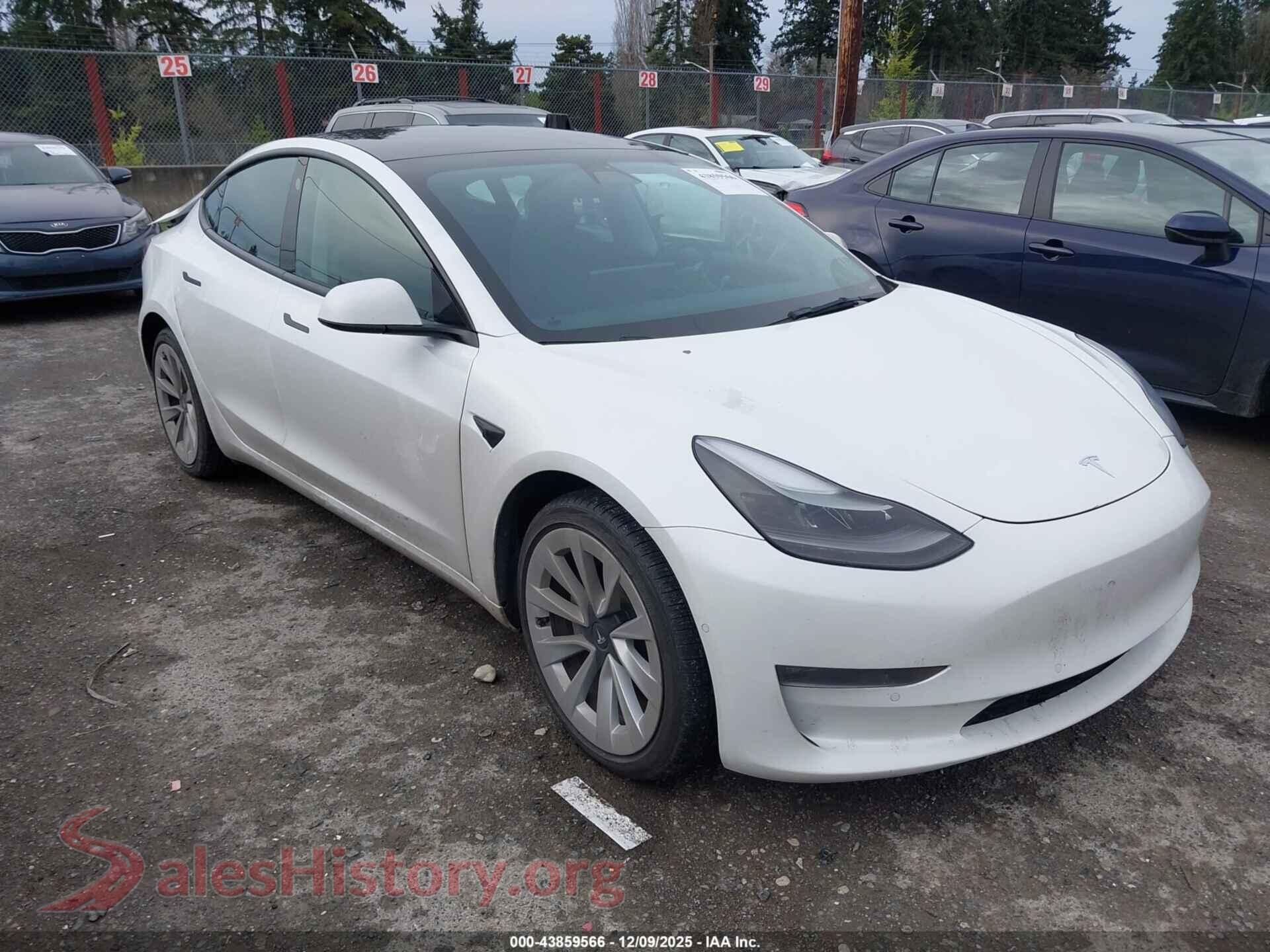 2022 TESLA MODEL 3 — VIN 5YJ3E1EB6NF130291