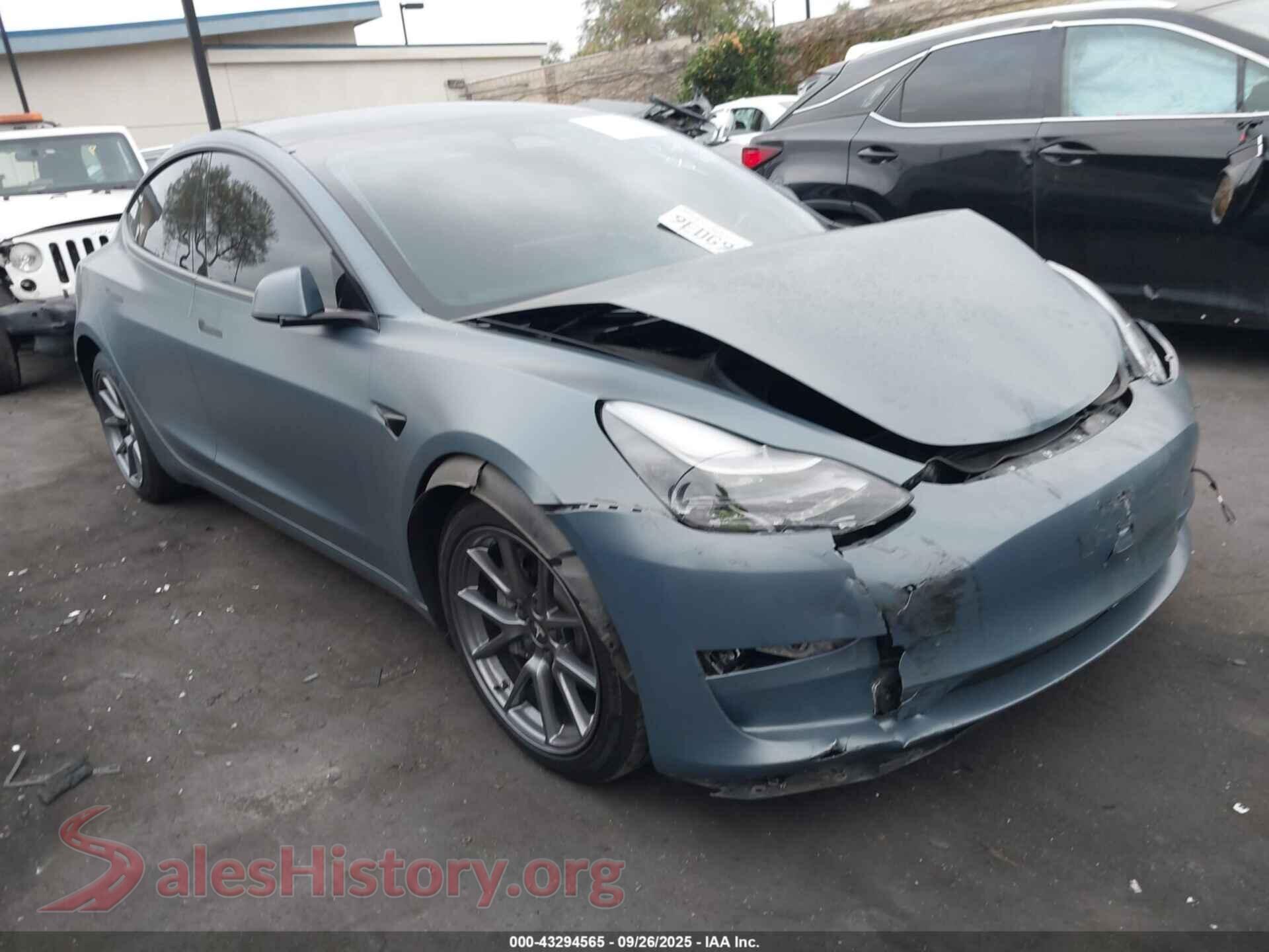 2022 TESLA MODEL 3 — VIN 5YJ3E1EB6NF357593