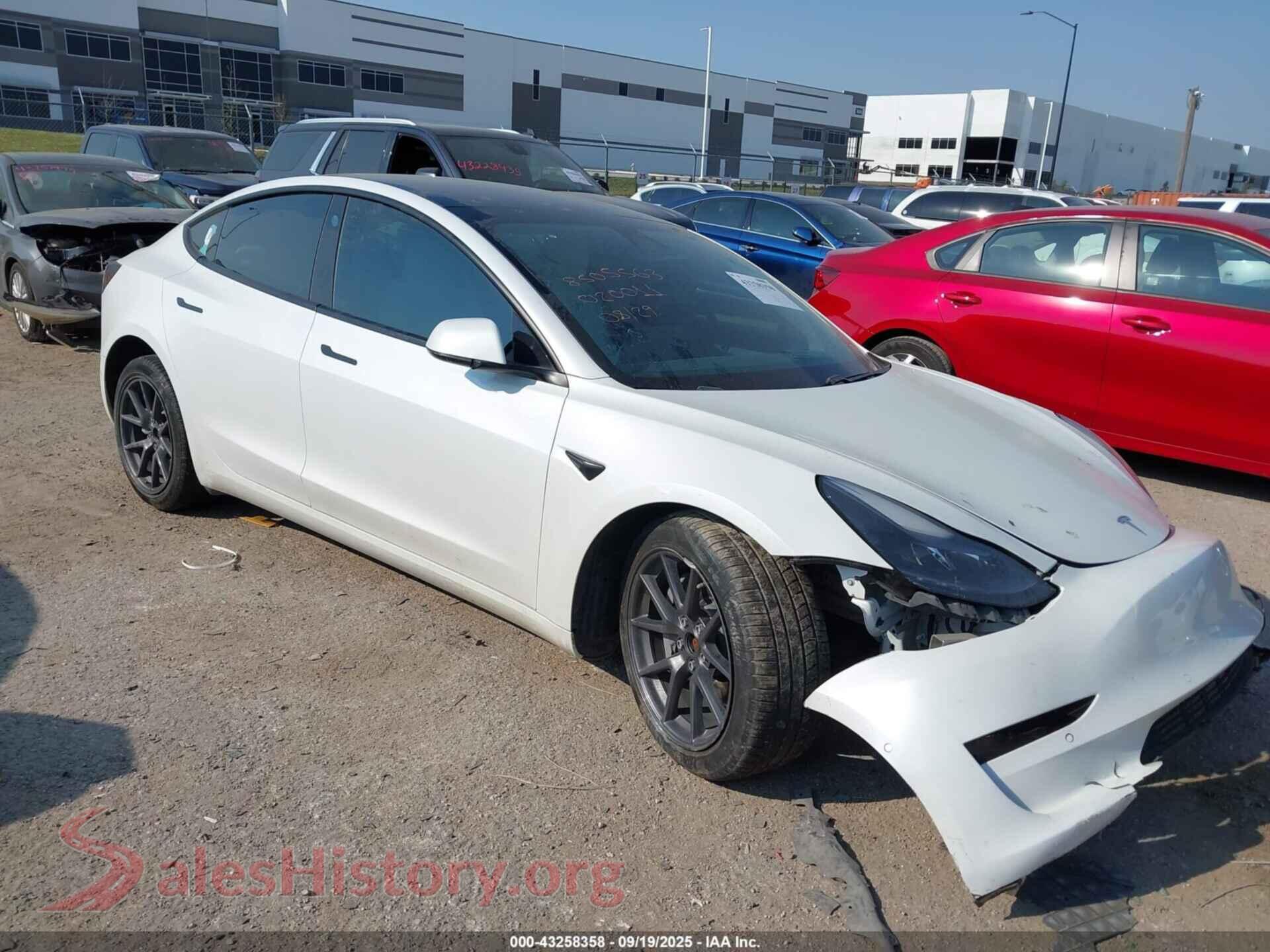 2021 TESLA MODEL 3 — VIN 5YJ3E1EB7MF020011