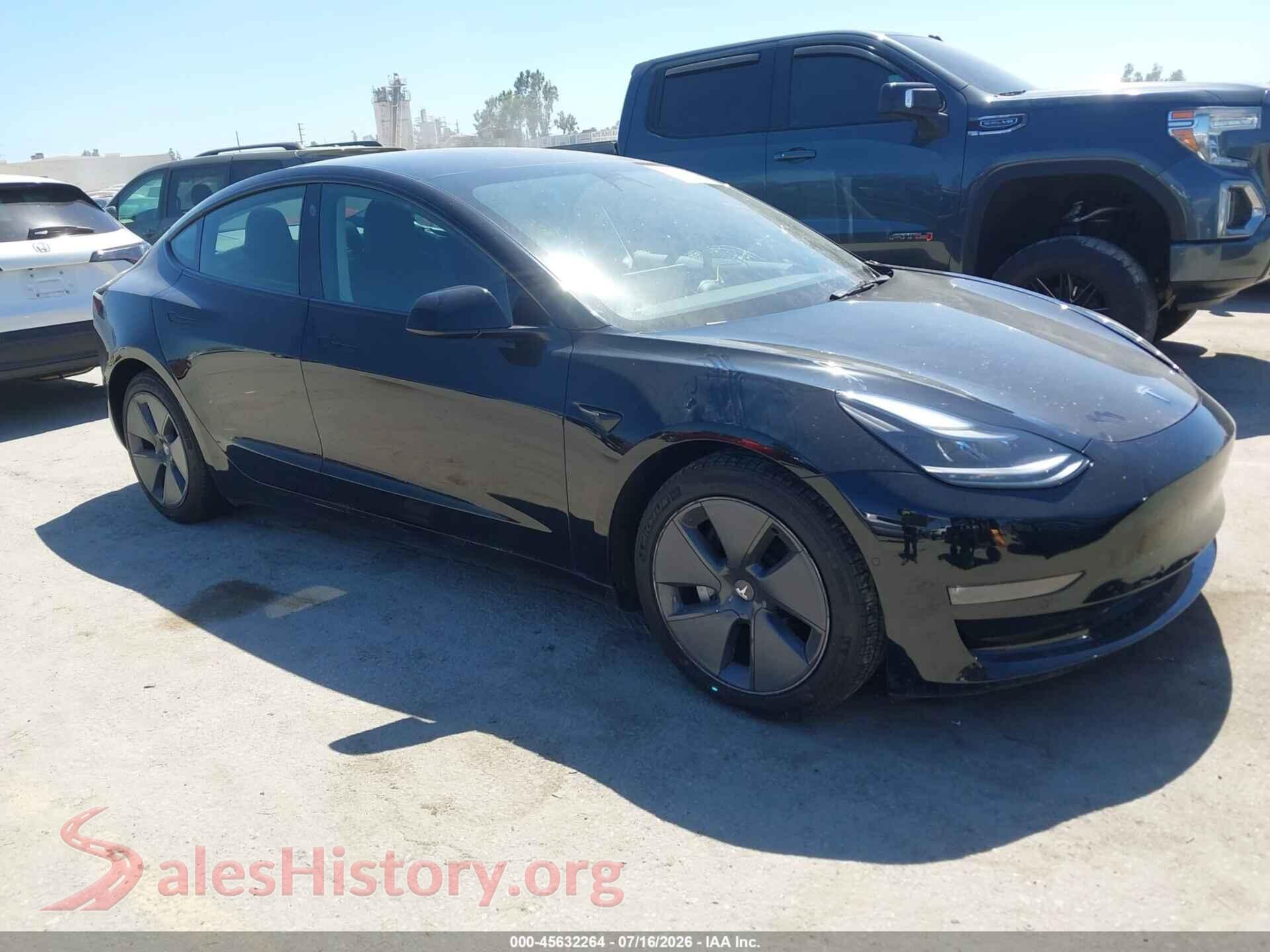 2022 TESLA MODEL 3 — VIN 5YJ3E1EB7NF180648