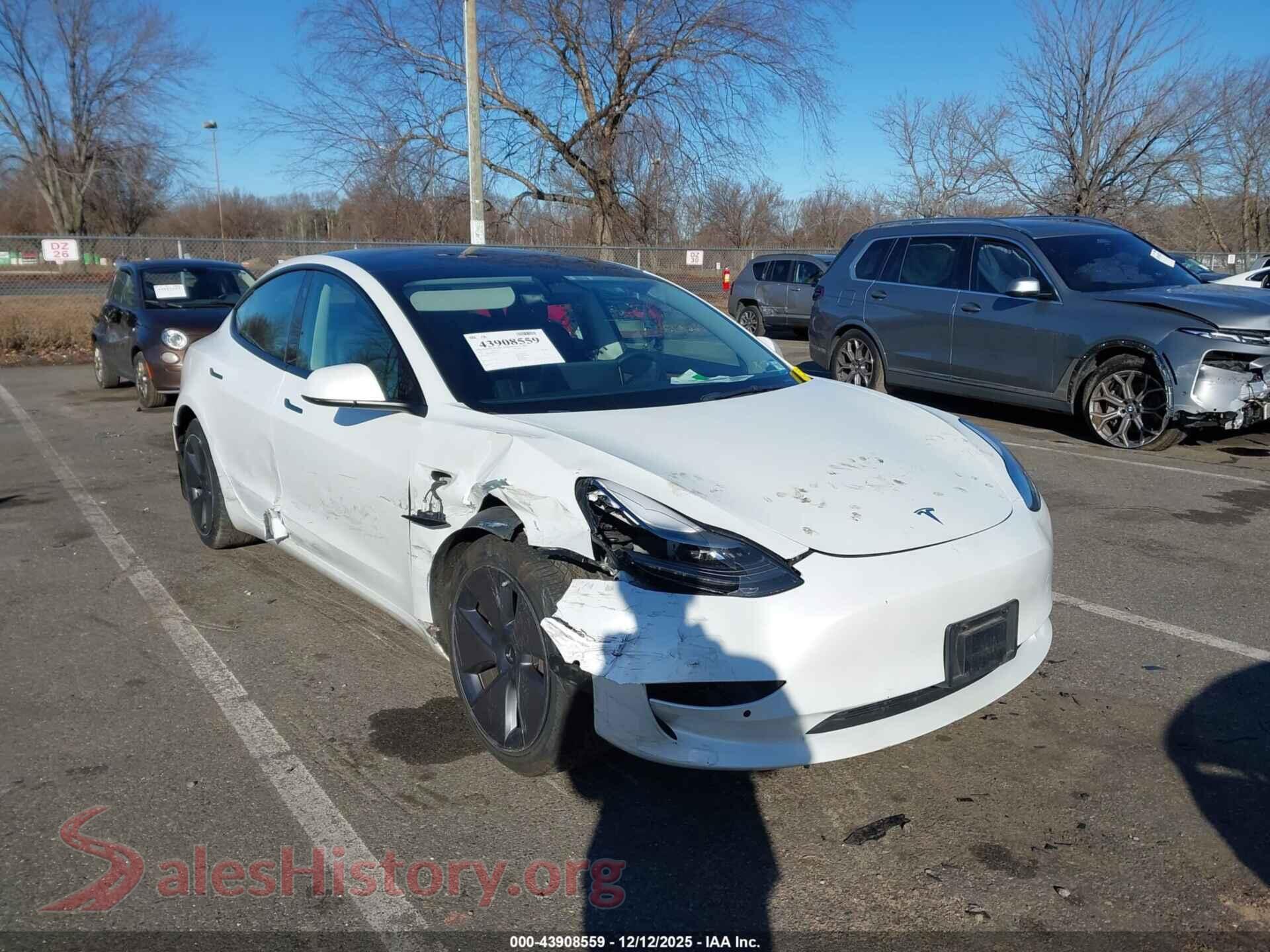 2022 TESLA MODEL 3 — VIN 5YJ3E1EB7NF335103