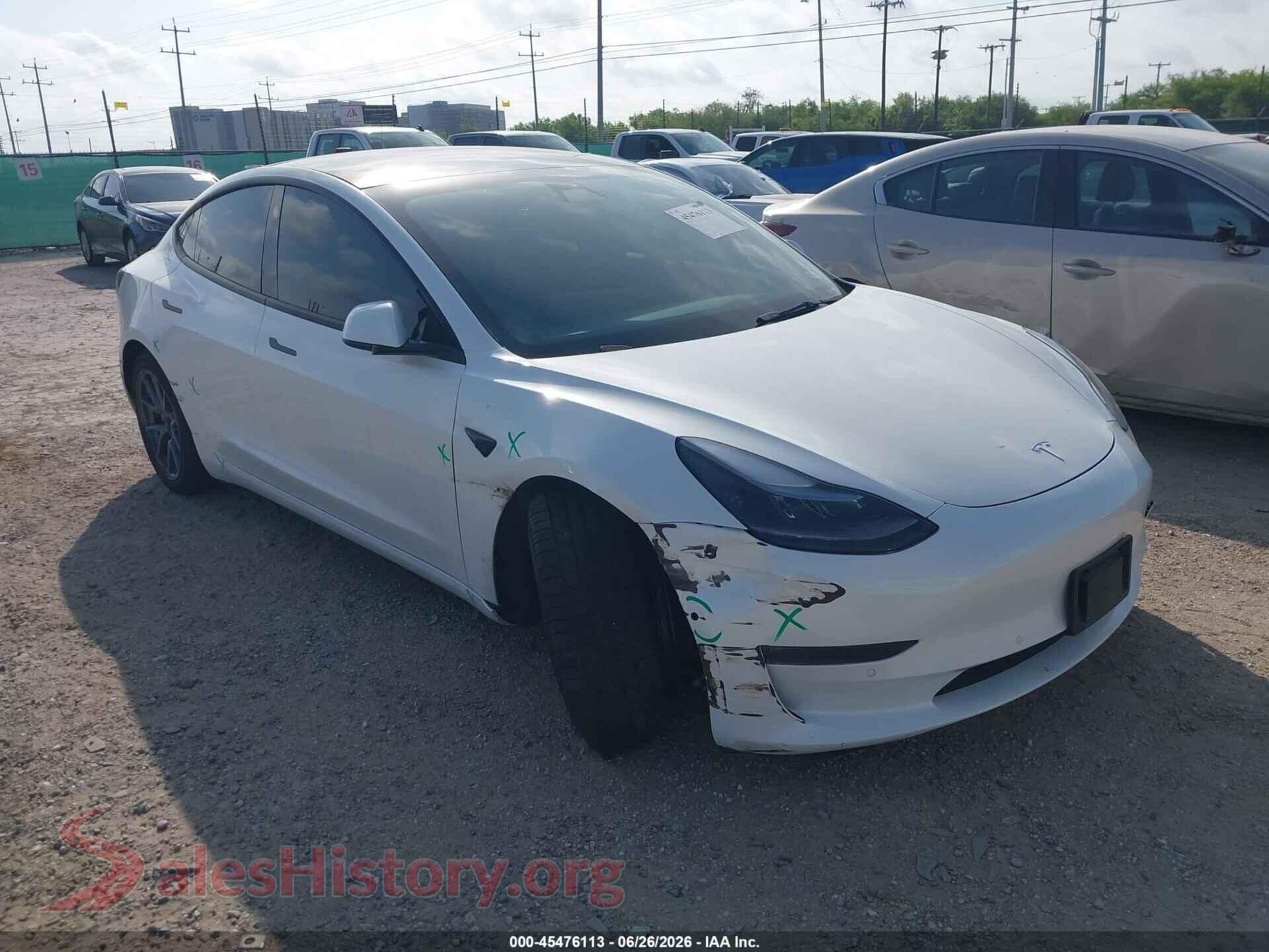 2022 TESLA MODEL 3 — VIN 5YJ3E1EB8NF135041