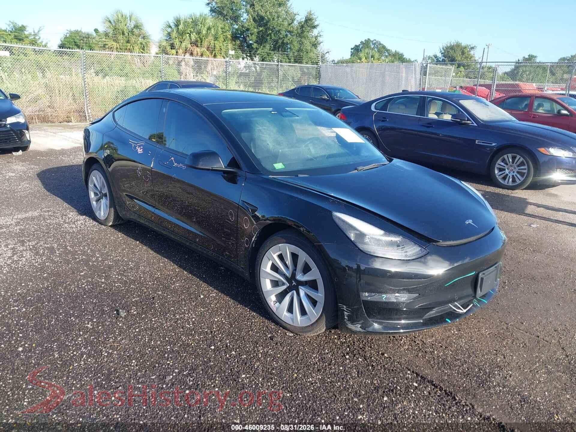 2022 TESLA MODEL 3 — VIN 5YJ3E1EBXNF131413