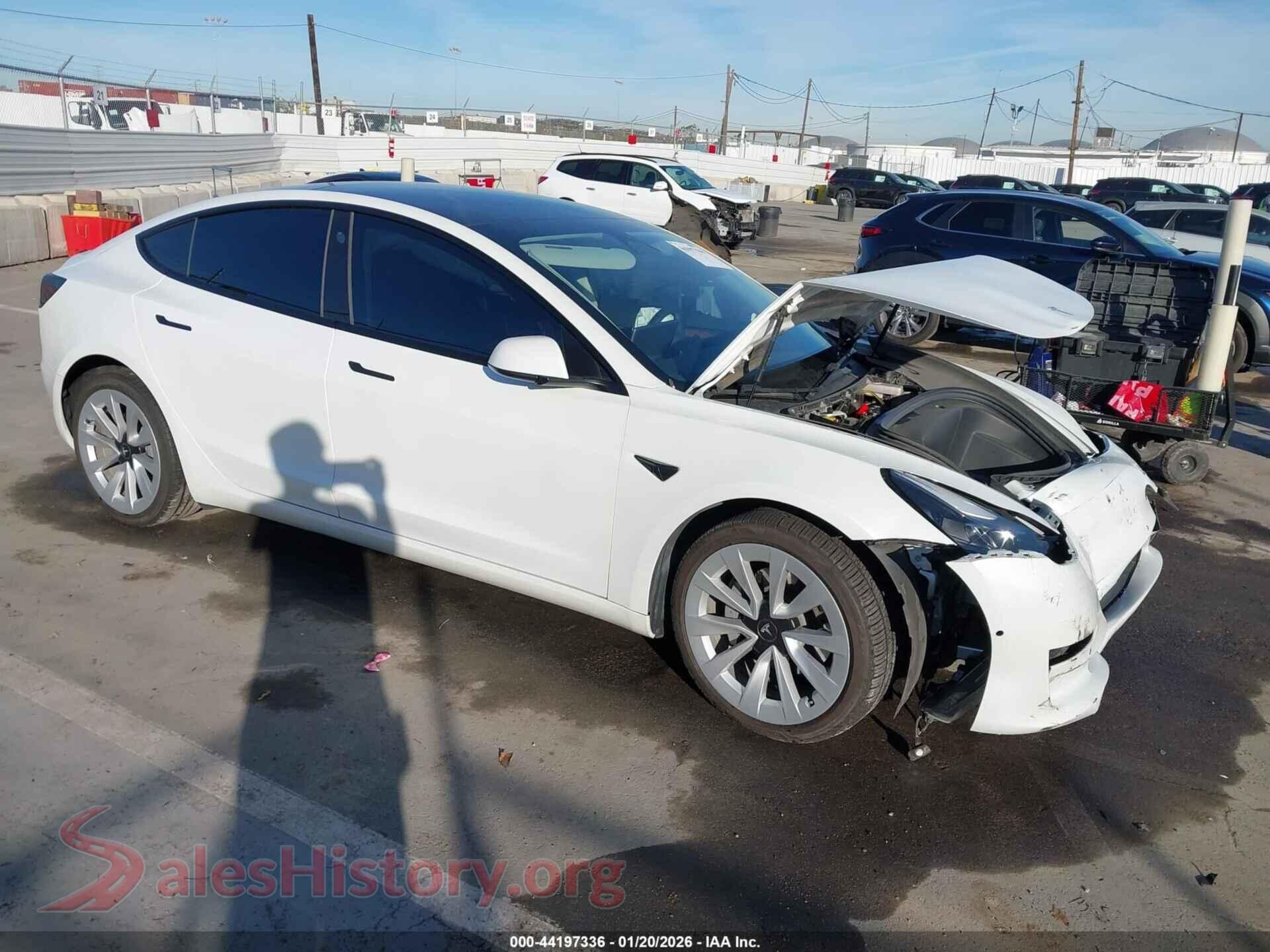 2022 TESLA MODEL 3 — VIN 5YJ3E1EBXNF315833