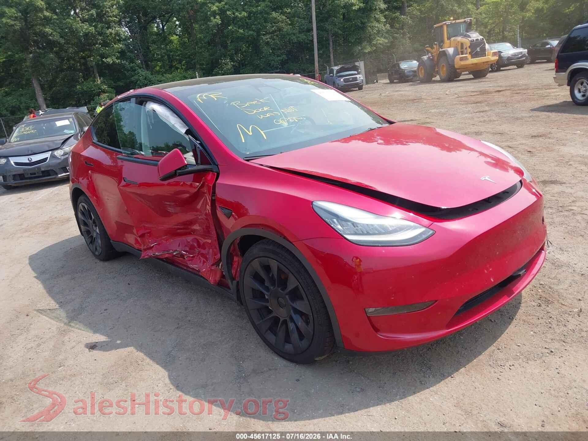 2021 TESLA MODEL Y — VIN 5YJYGDEE1MF186326