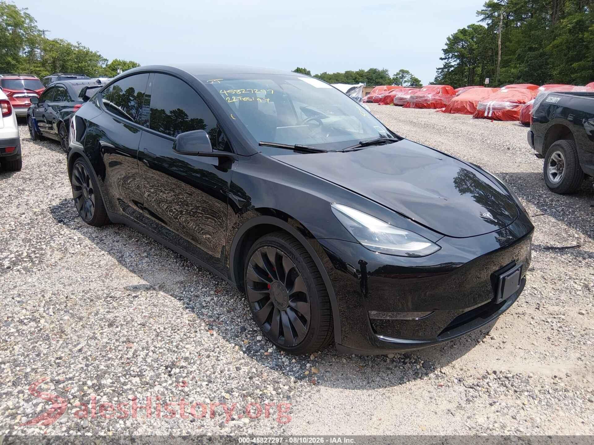 2022 TESLA MODEL Y — VIN 7SAYGDEF5NF544282