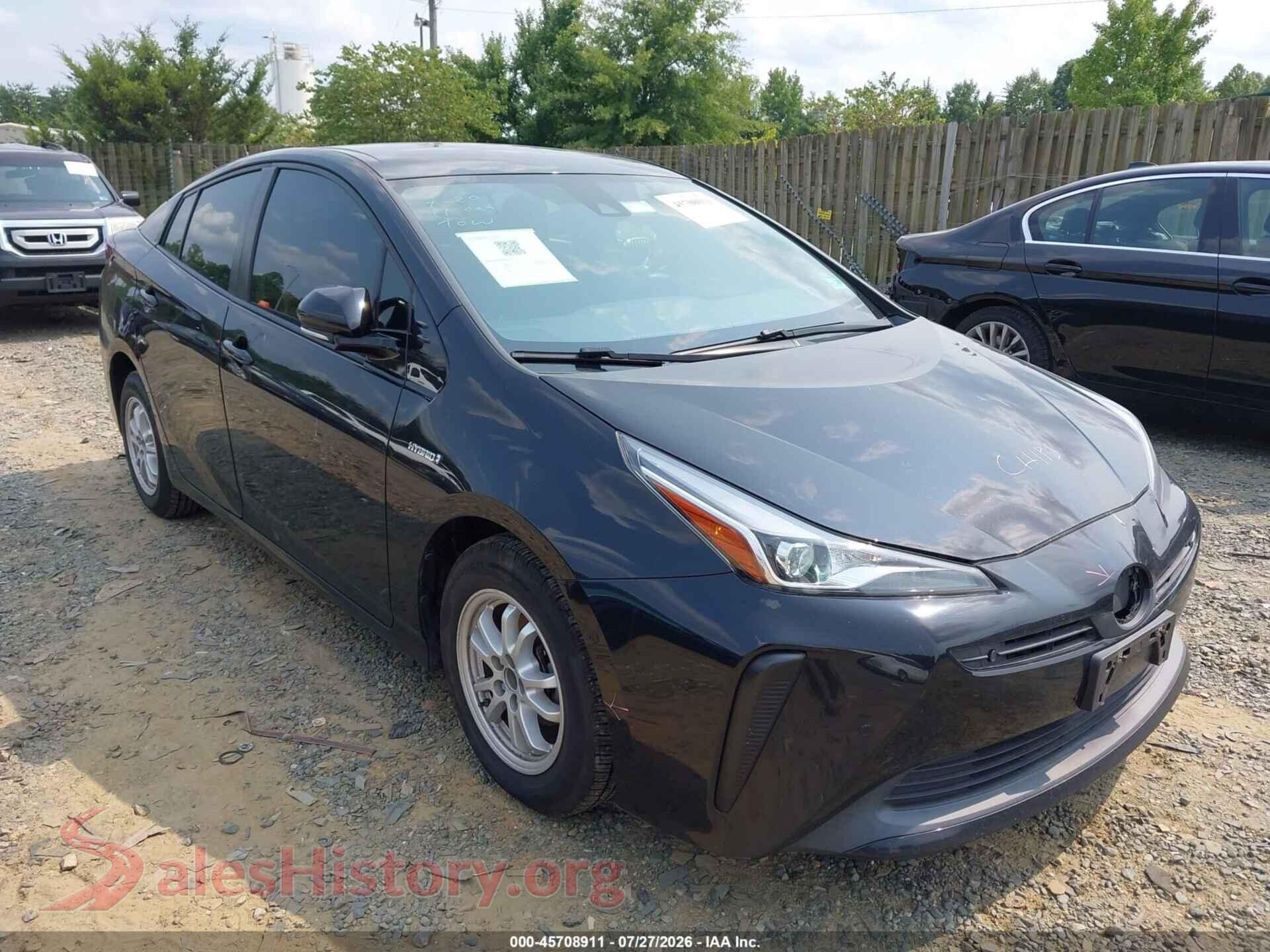 2020 TOYOTA PRIUS — VIN JTDKARFU7L3118540