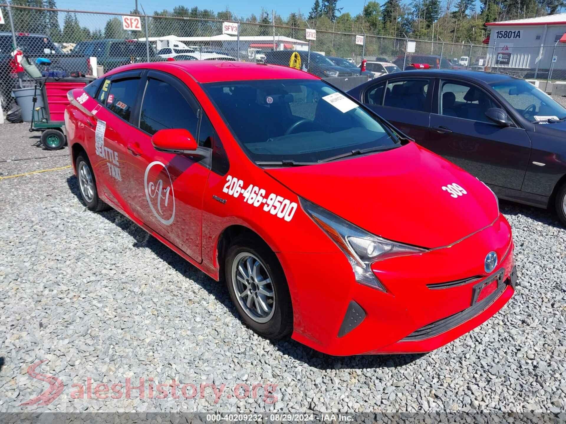 2016 TOYOTA PRIUS — VIN JTDKBRFU2G3509551