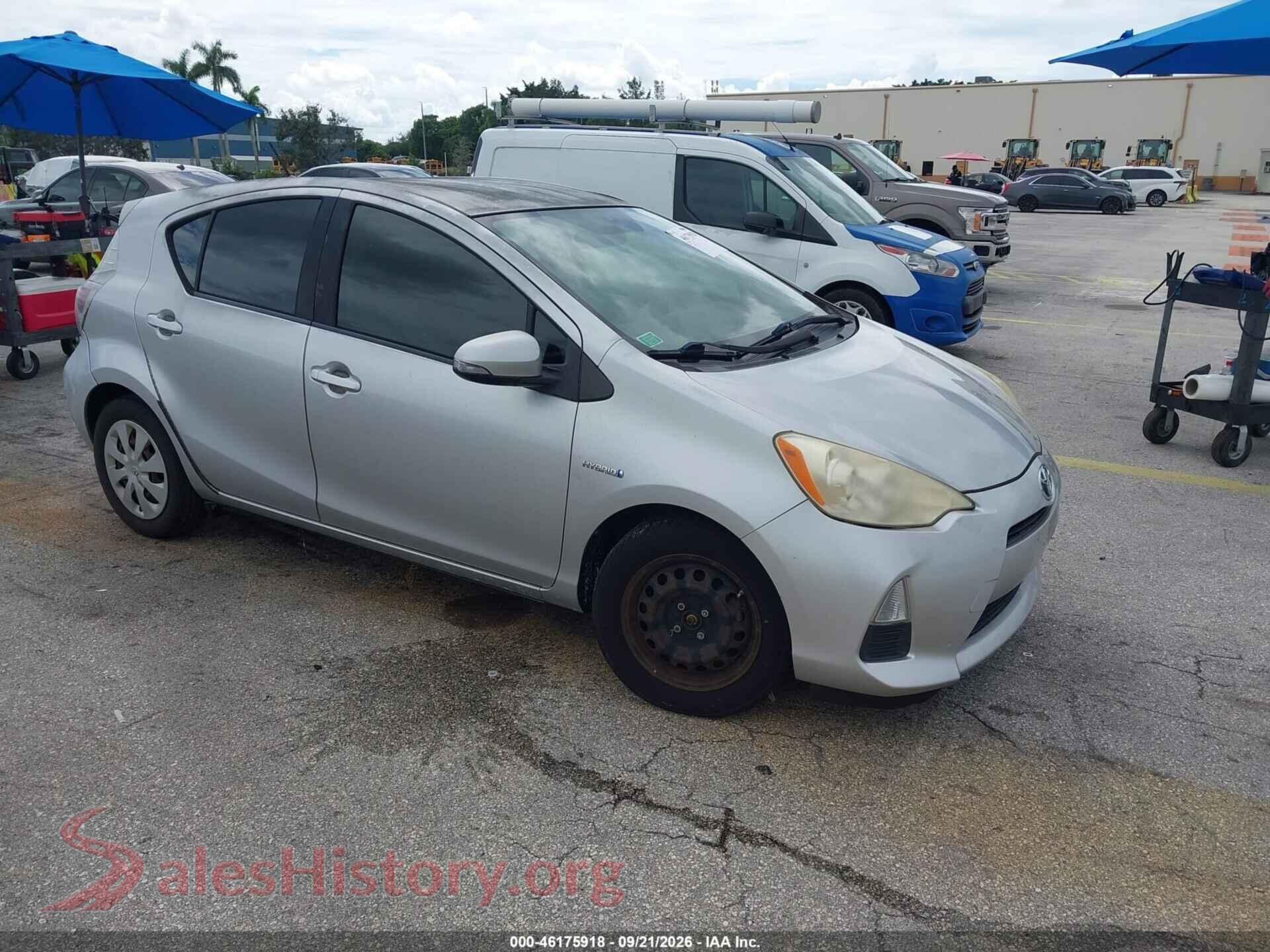 2012 TOYOTA PRIUS C — VIN JTDKDTB32C1509396