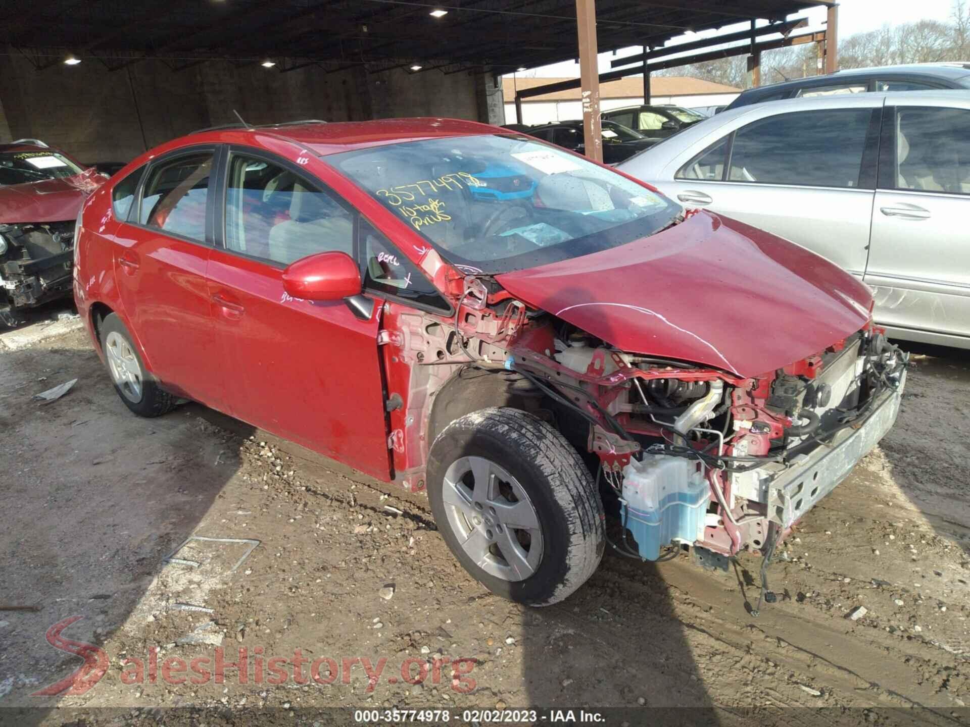 2010 TOYOTA PRIUS — VIN JTDKN3DU3A0069288