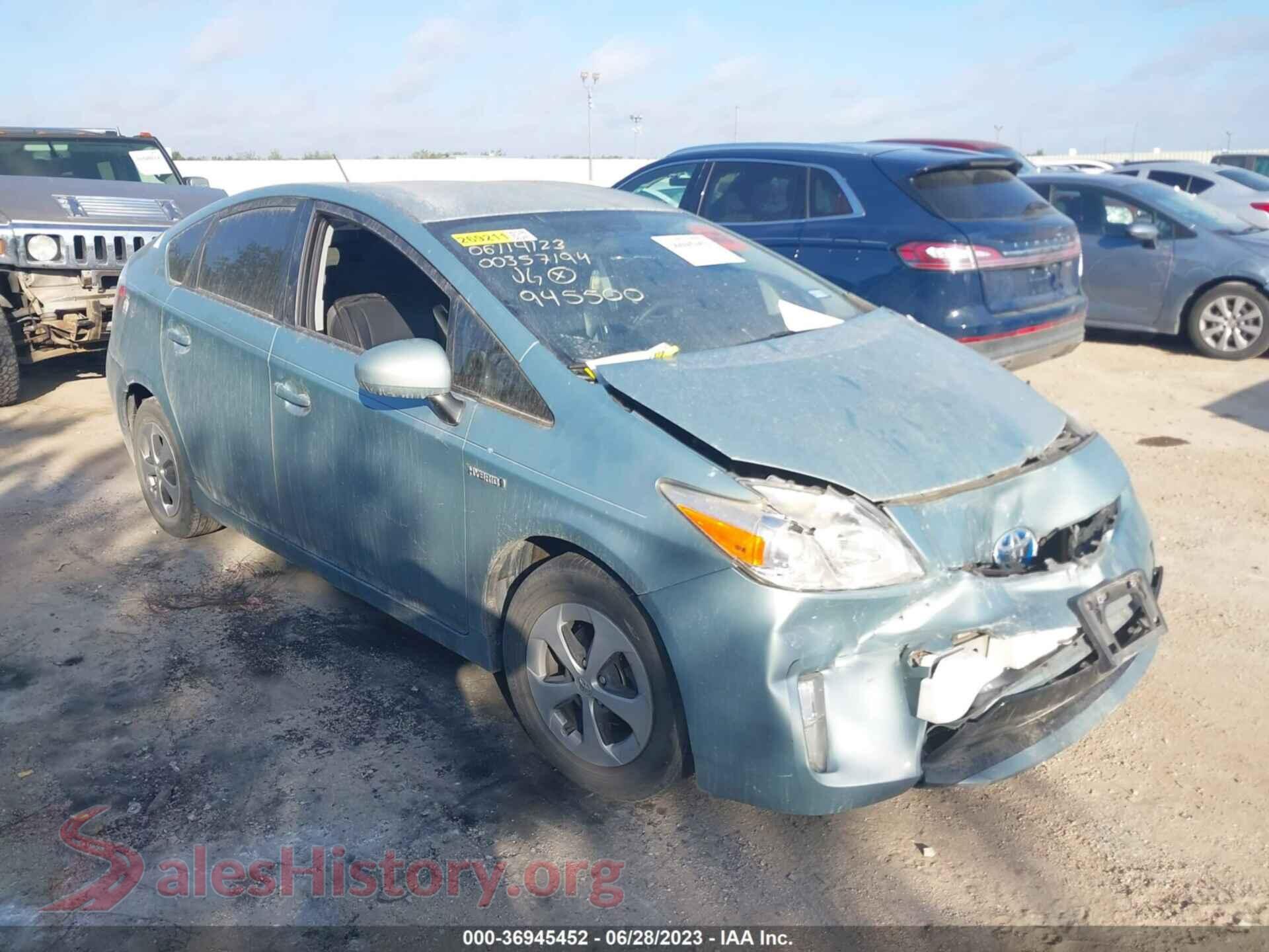 2015 TOYOTA PRIUS — VIN JTDKN3DU4F1945500