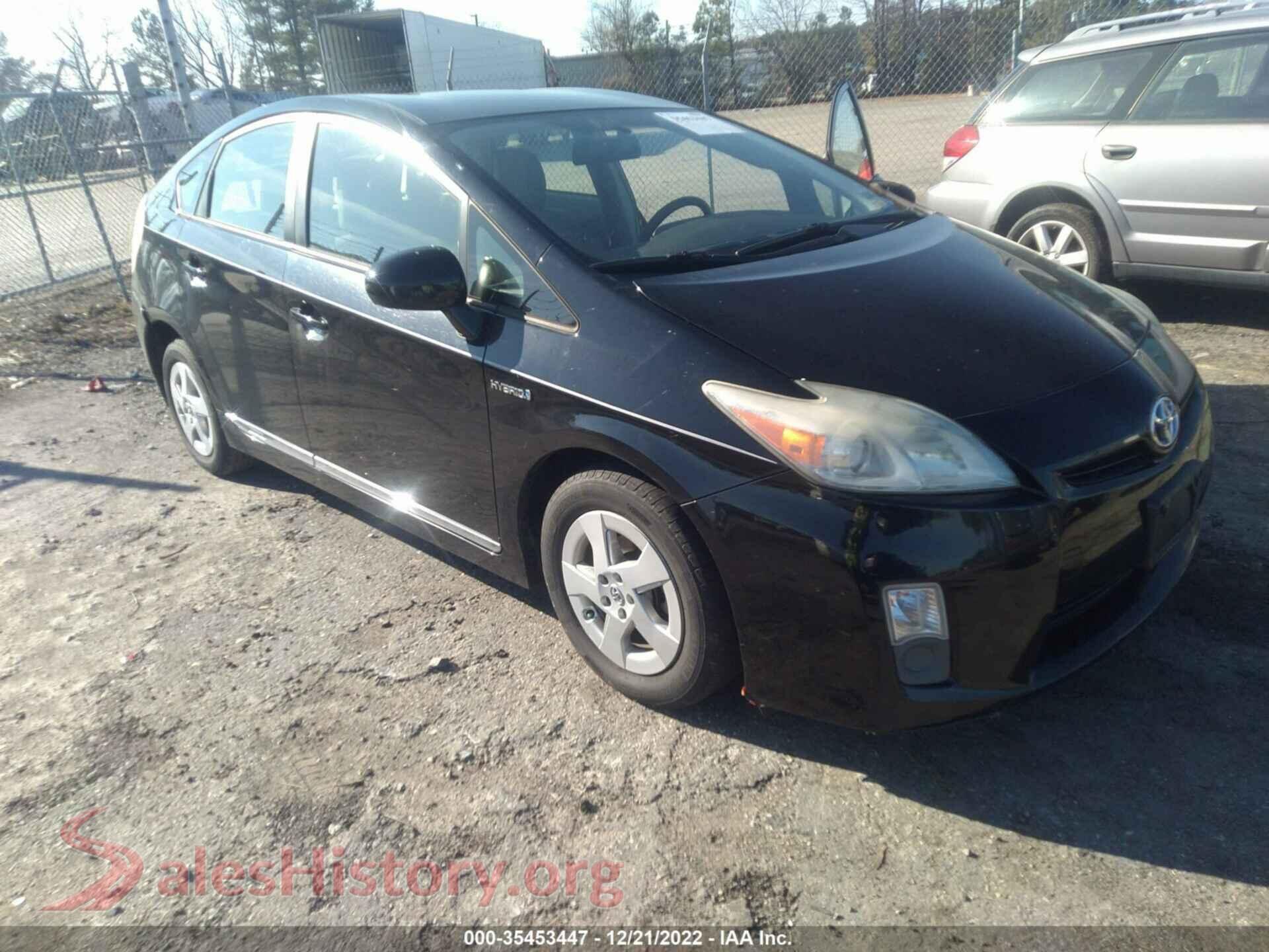 2010 TOYOTA PRIUS — VIN JTDKN3DU6A1293827