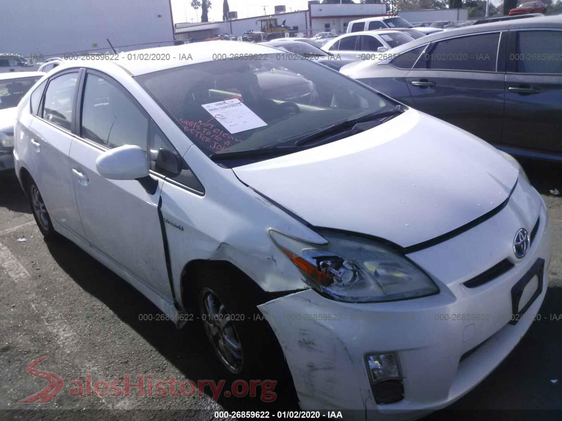 2010 TOYOTA PRIUS — VIN JTDKN3DUXA0235645
