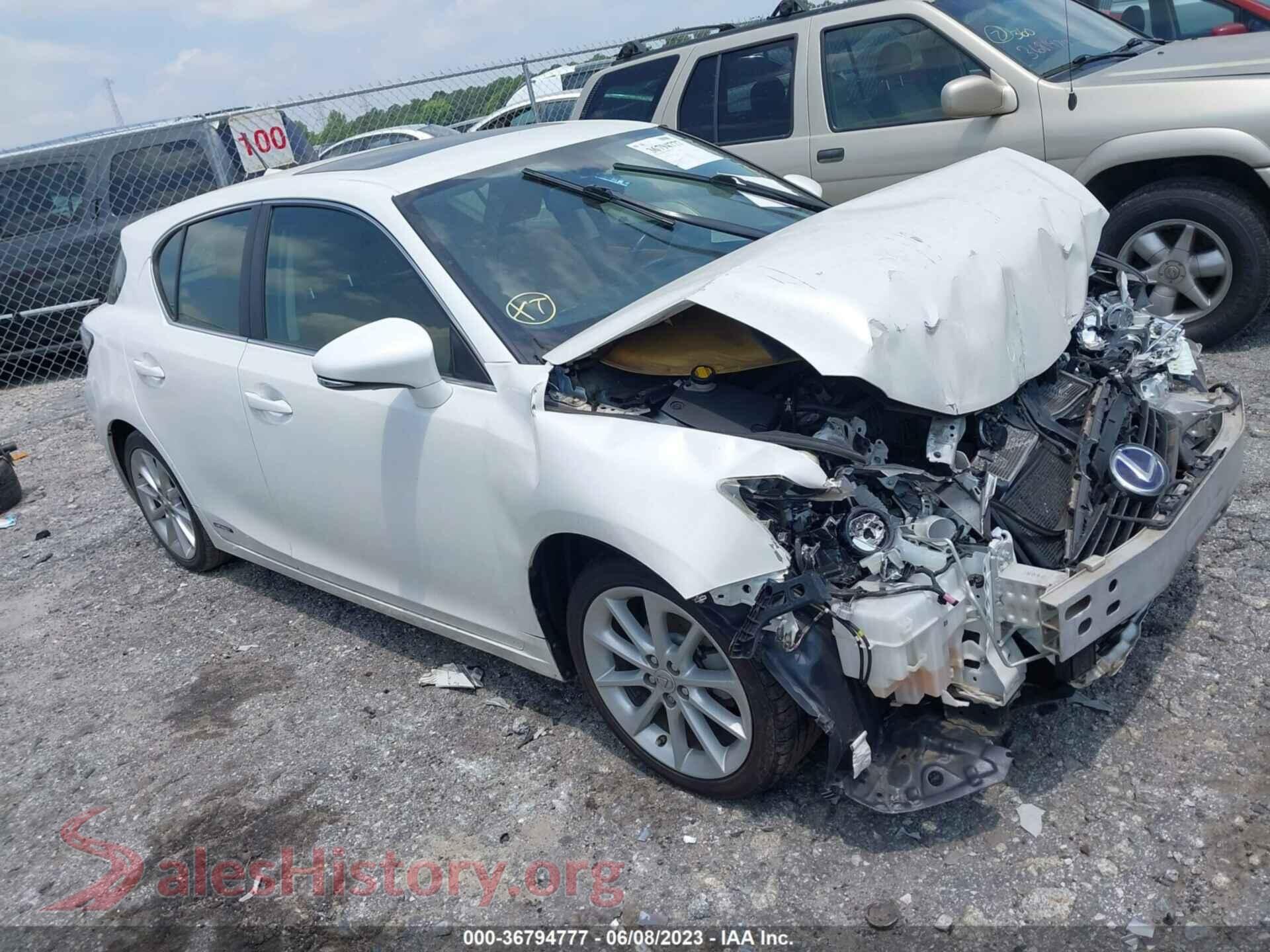 2013 LEXUS CT 200H — VIN JTHKD5BH3D2132076
