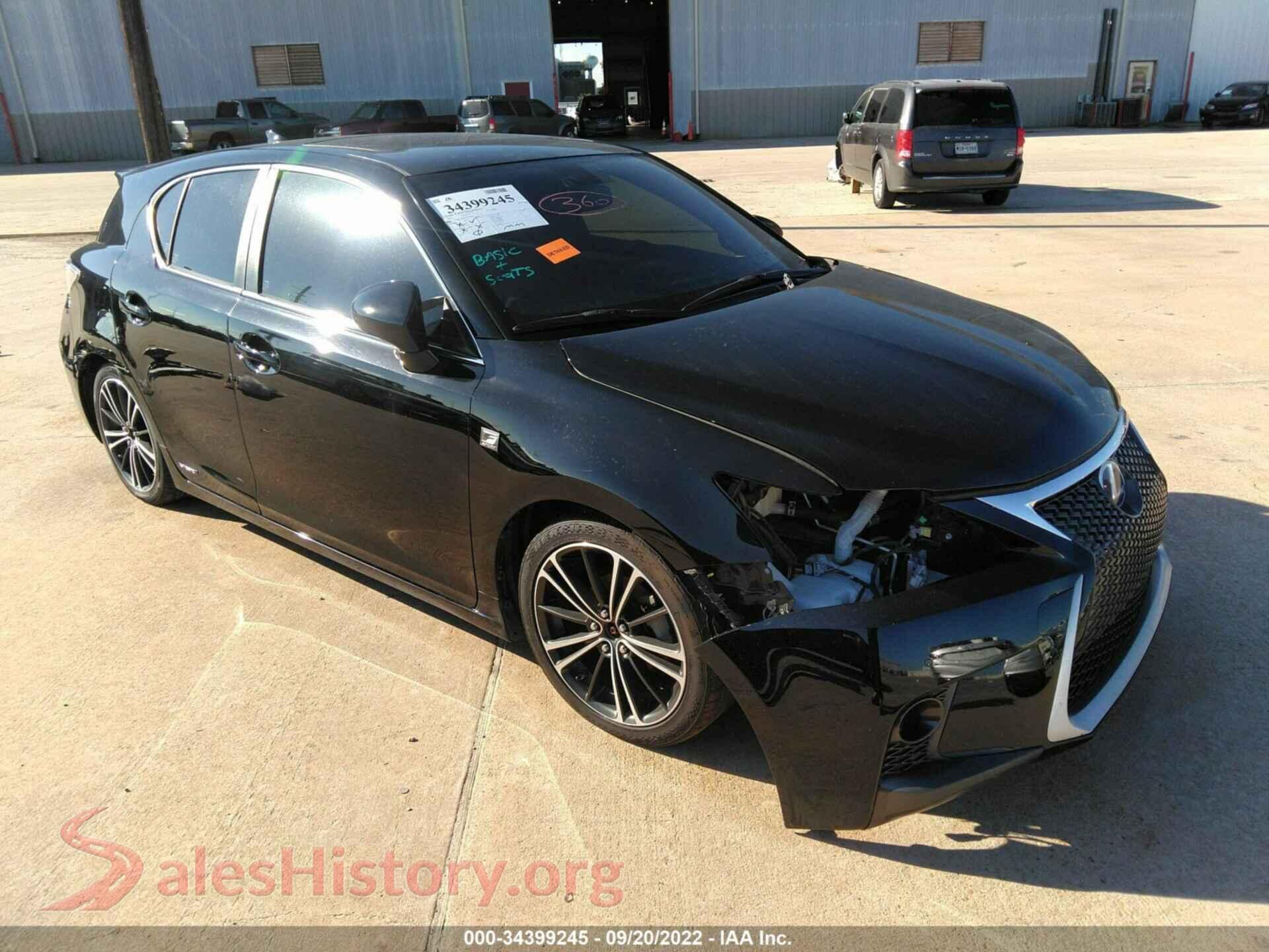 2014 LEXUS CT 200H — VIN JTHKD5BH4E2178307