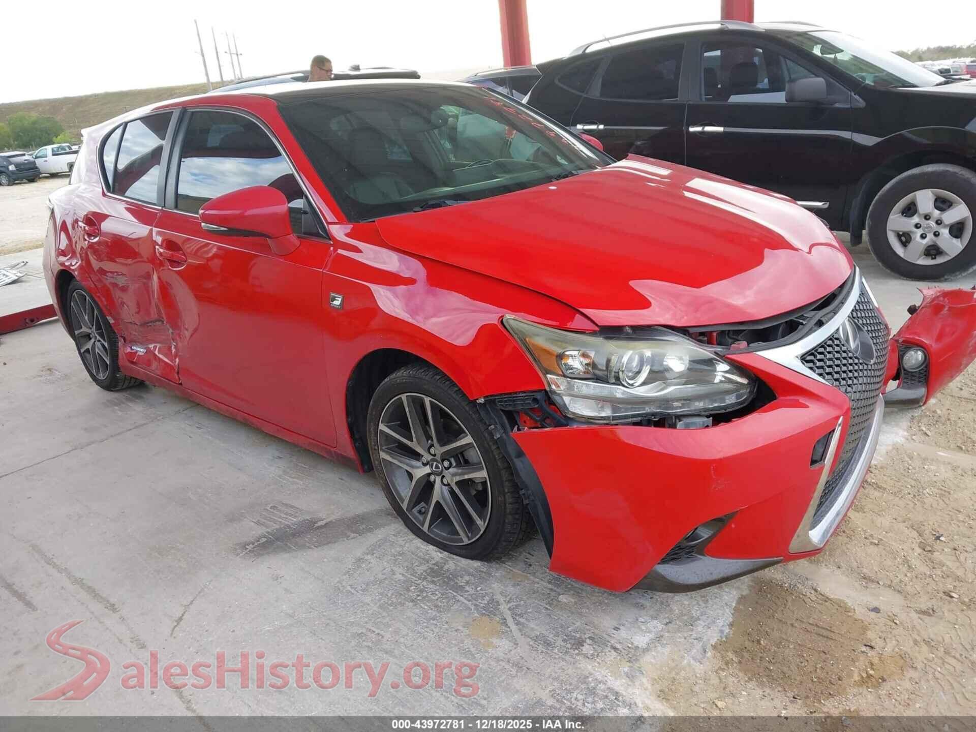2016 LEXUS CT 200H — VIN JTHKD5BH8G2251343