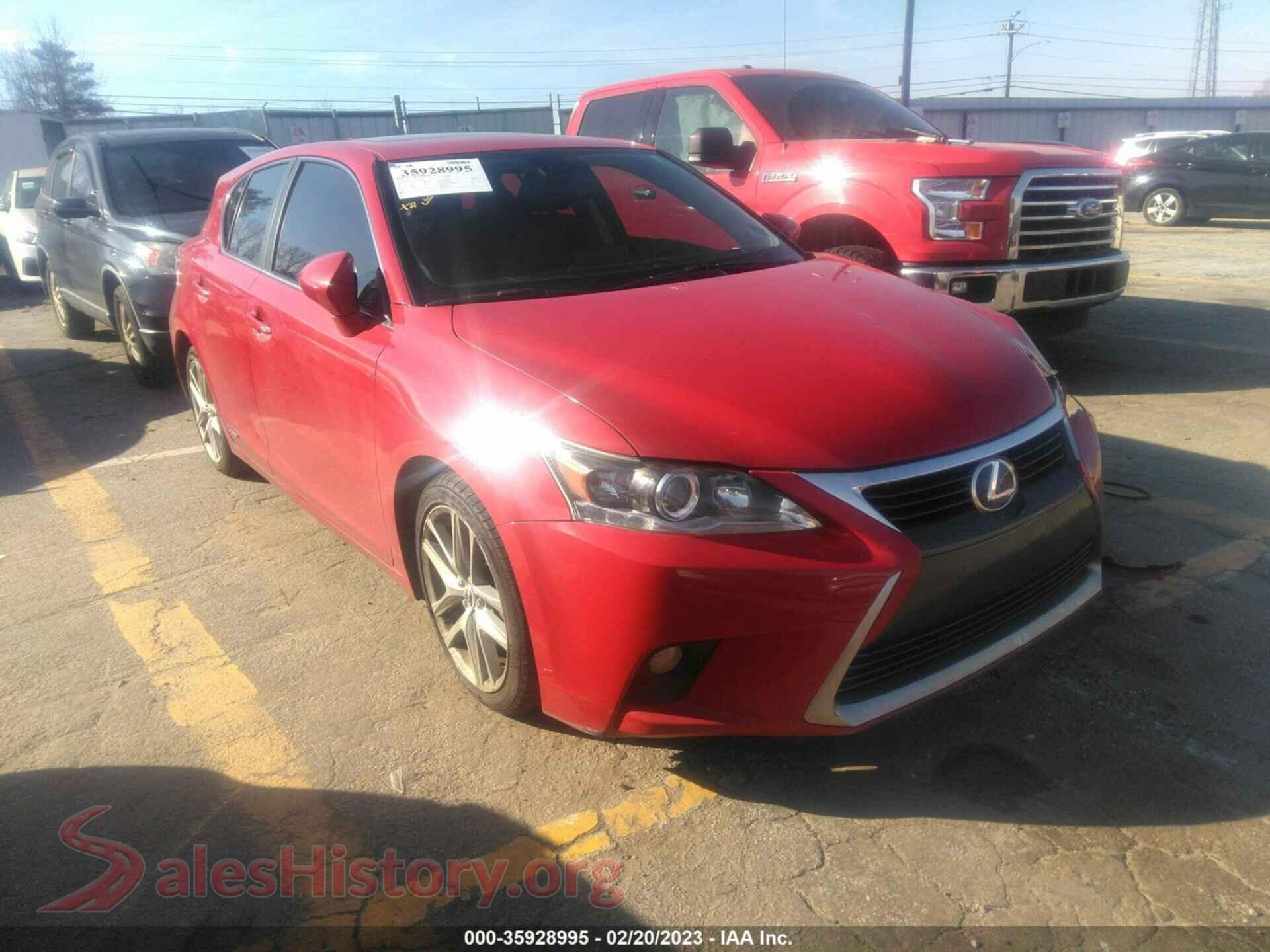 2014 LEXUS CT 200H — VIN JTHKD5BHXE2185665