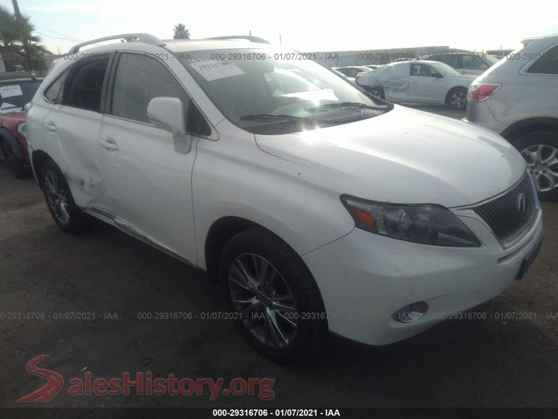 2011 LEXUS RX 450H — VIN JTJBC1BA2B2420827