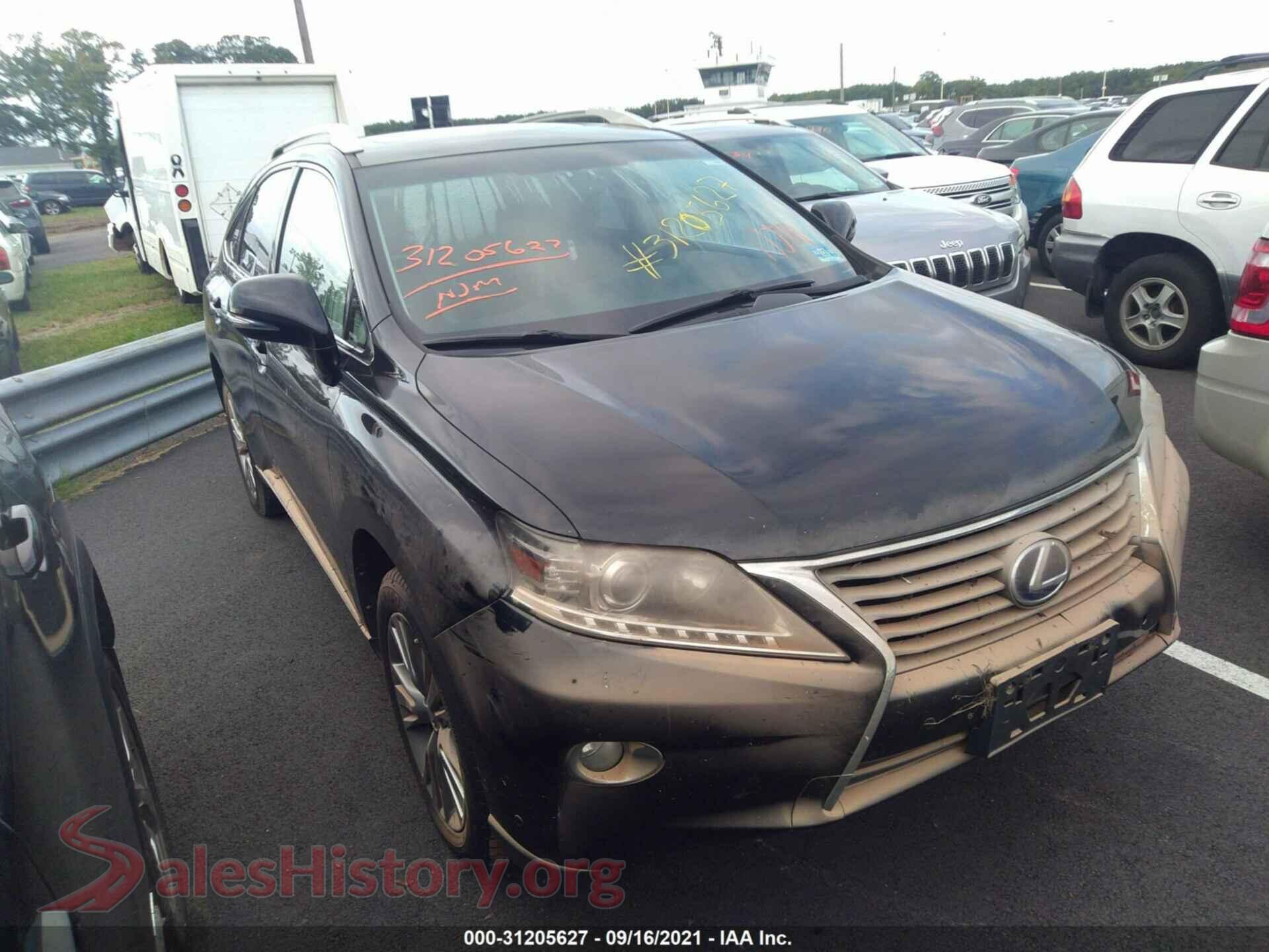 2013 LEXUS RX 450H — VIN JTJBC1BA3D2441172