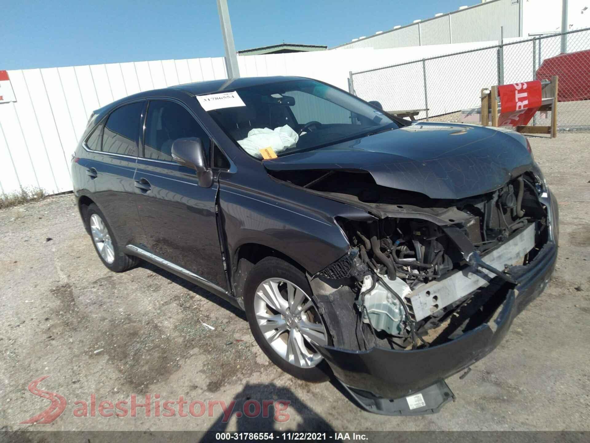 2012 LEXUS RX 450H — VIN JTJZB1BA5C2406956