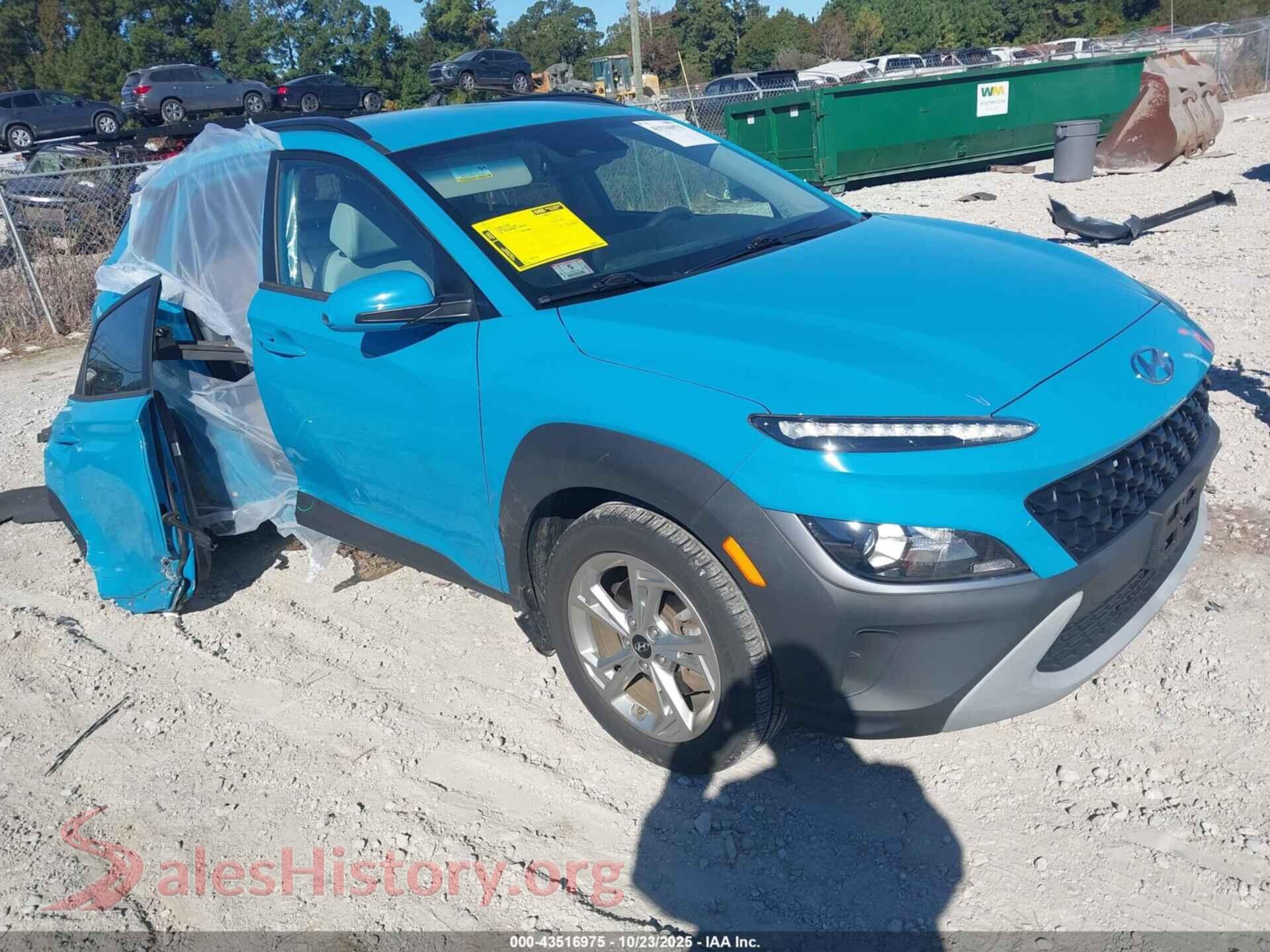 2022 HYUNDAI KONA — VIN KM8K6CAB9NU878885