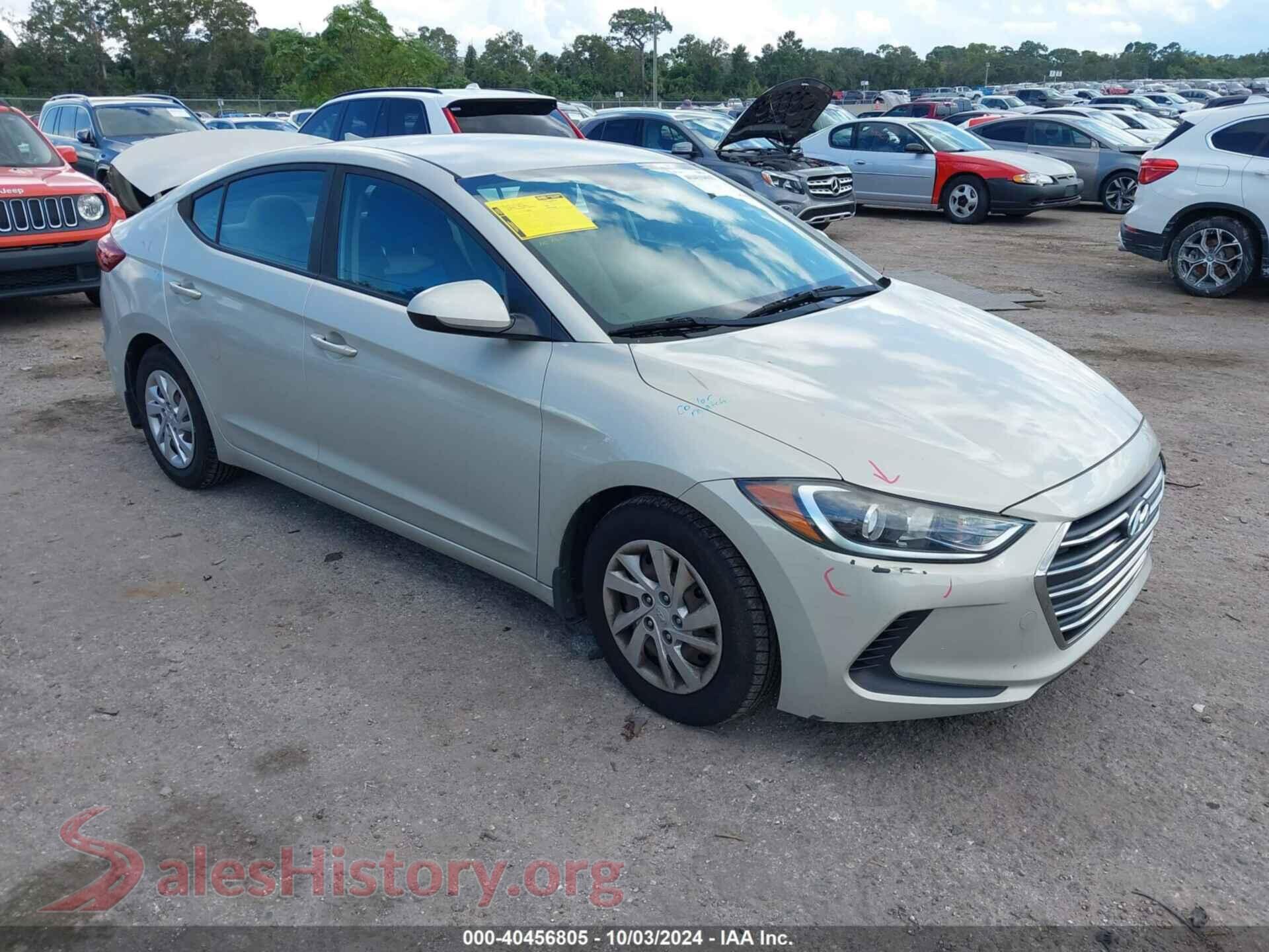 2017 HYUNDAI ELANTRA — VIN KMHD74LF1HU372371